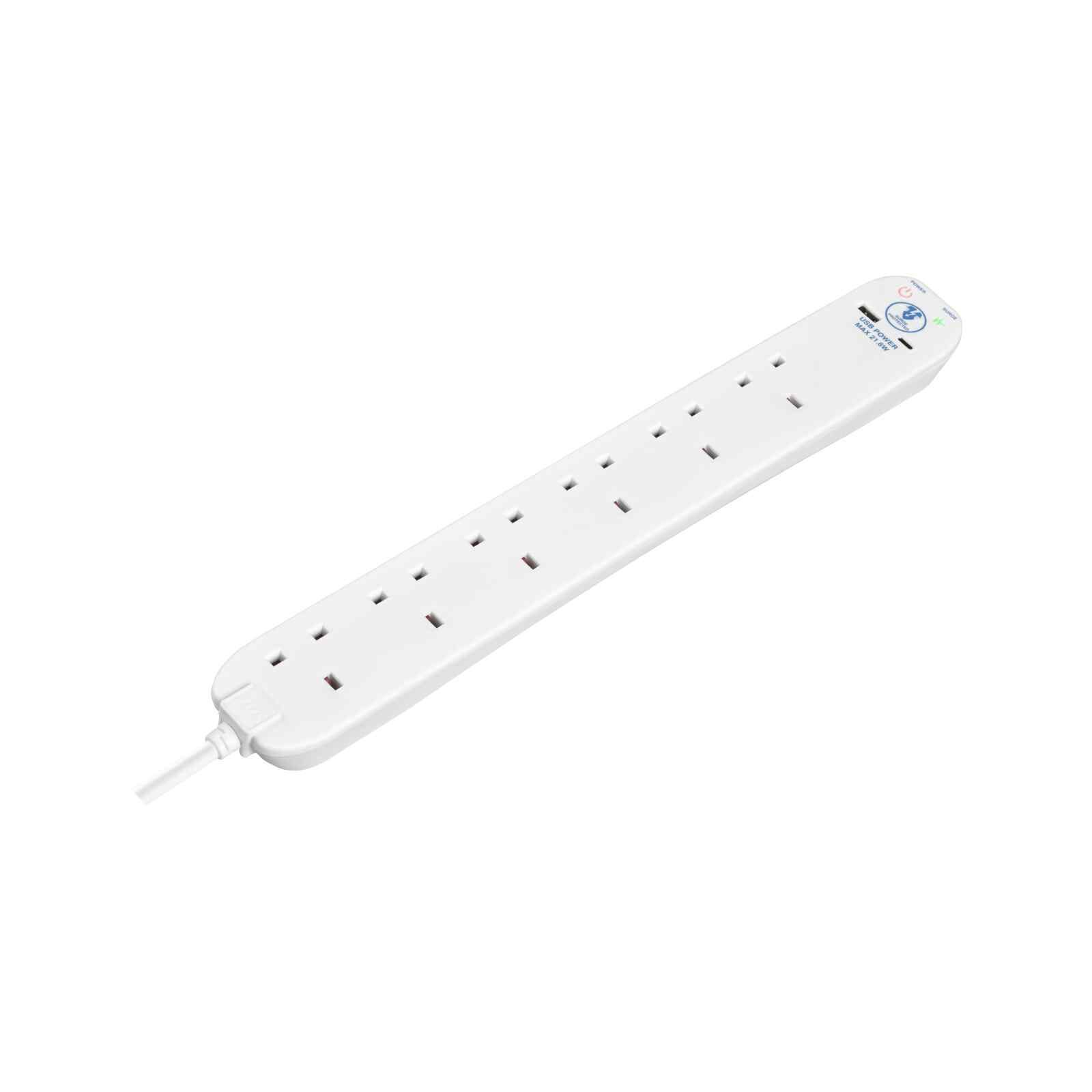 MASTERPLUG Surge Extension Lead 6 Socket, Fast Charge Usb A & C White SRGUAC2262N-image 5