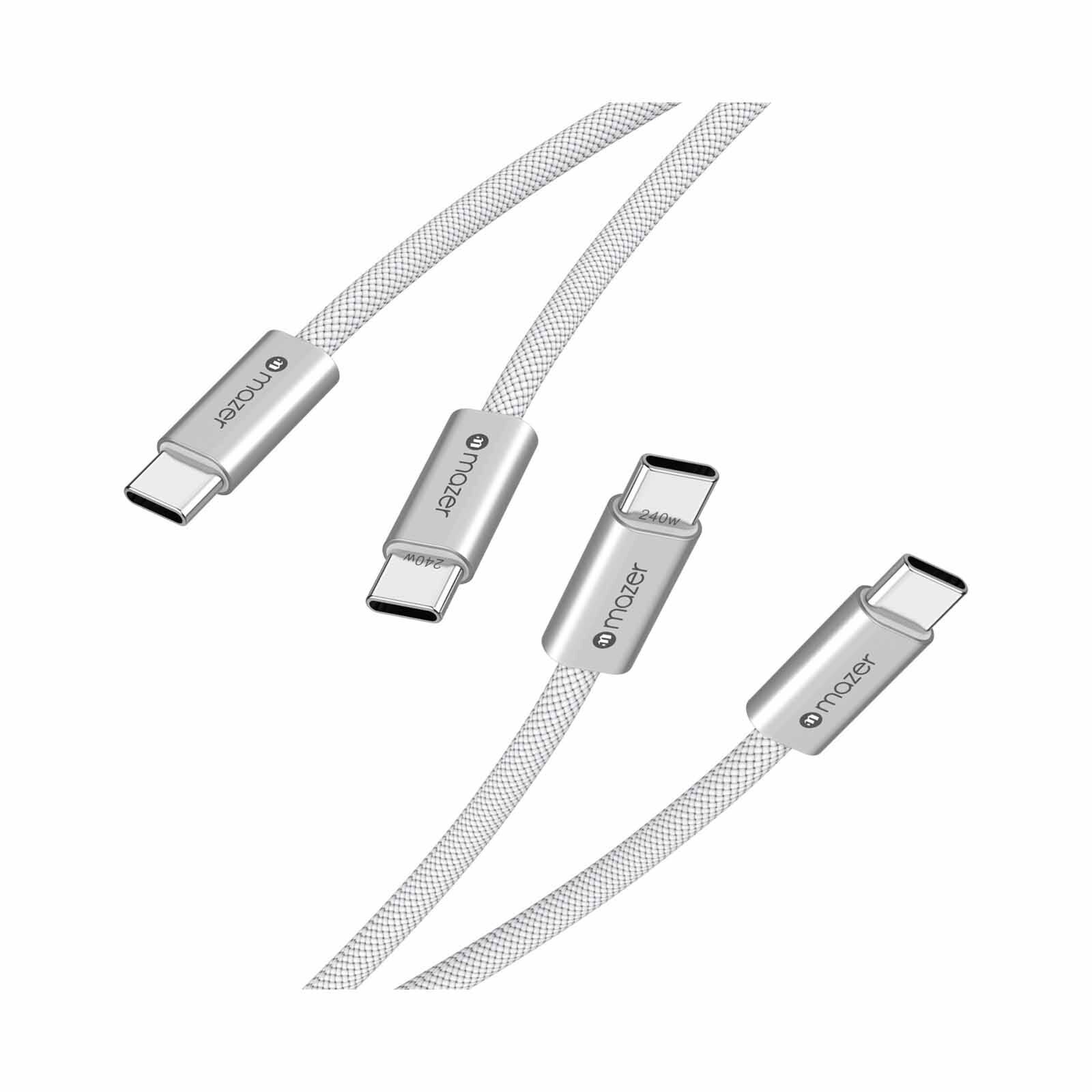MAZER Infinitelink Flex2 2pcs-pack 240w 1m Usb-c Cable Combo-whitewhite M-FLEX2-COMBO1-WW-image 2