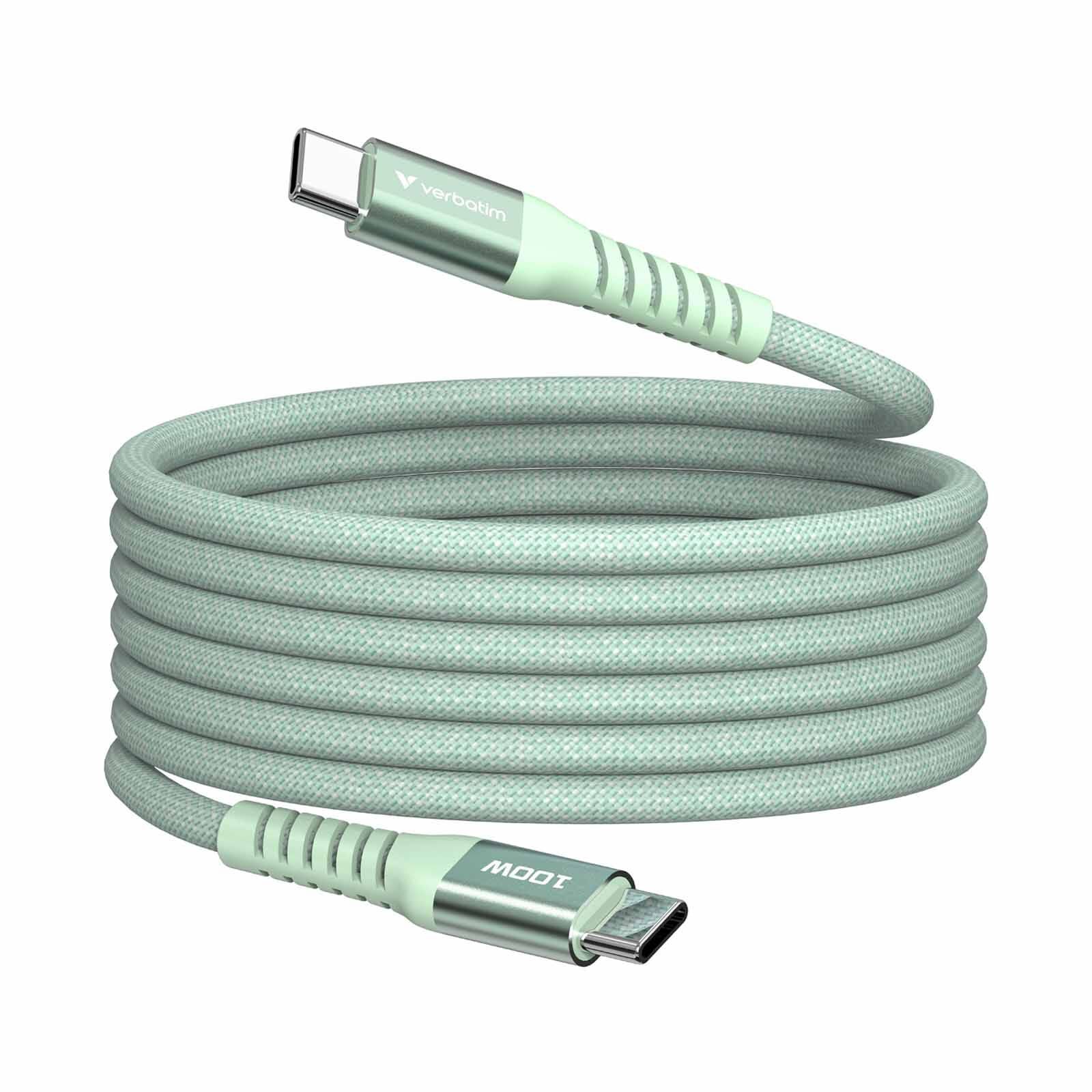 VERBATIM Sync & Charge Usb-c To Usb-c 100w Magnetic 120cm - Green VM31855-image 5