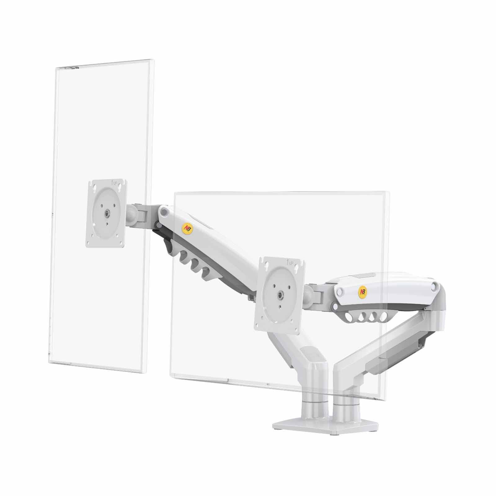 NORTHBAYOU Monitor Arm Fits 17-27in, Hold 2-9kg Vesa 75x75 / 100x100 F160 WHITE