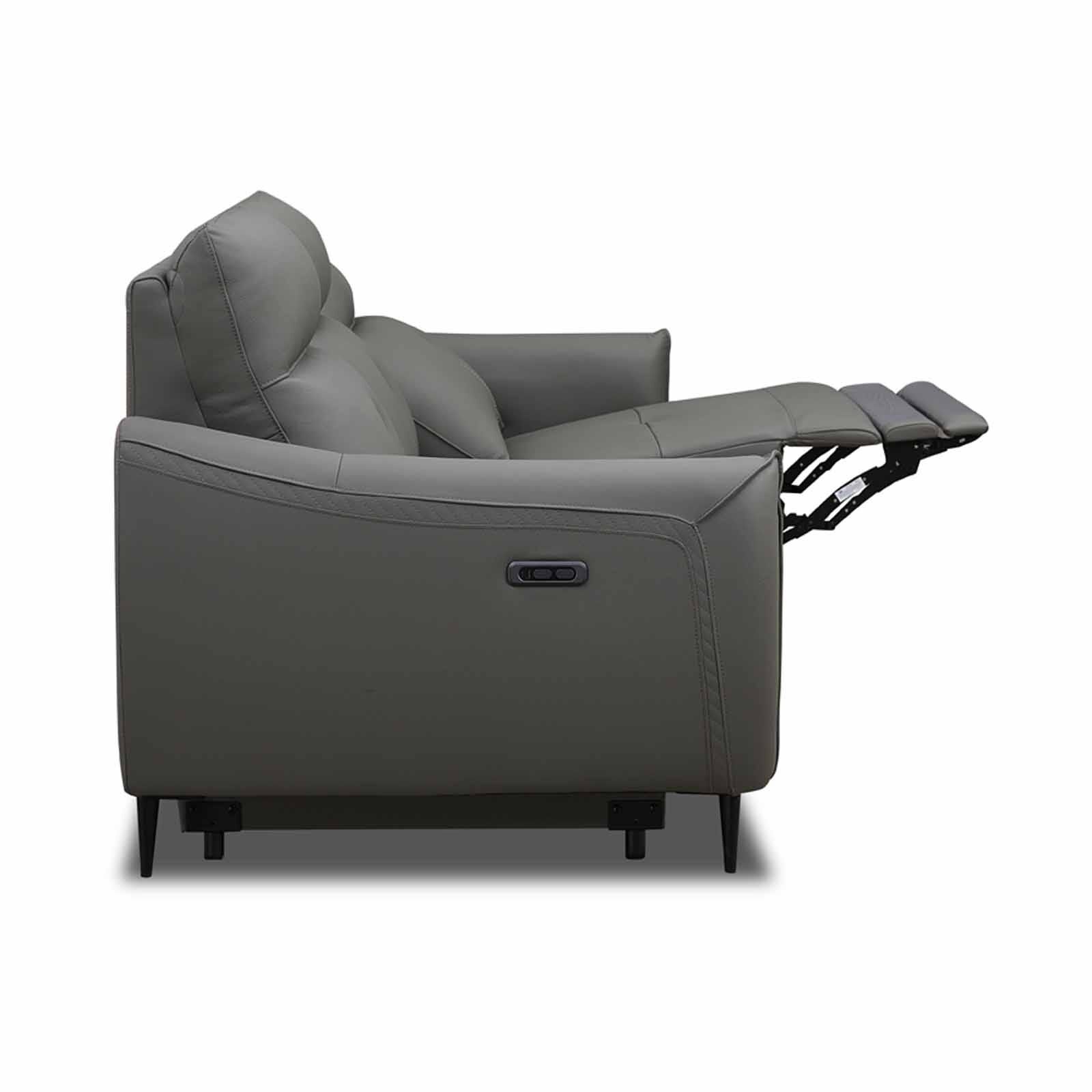 MUZE 3rr Seater (hl) Cat A Grey Half Leather Sofa NEW CLARA-image 8