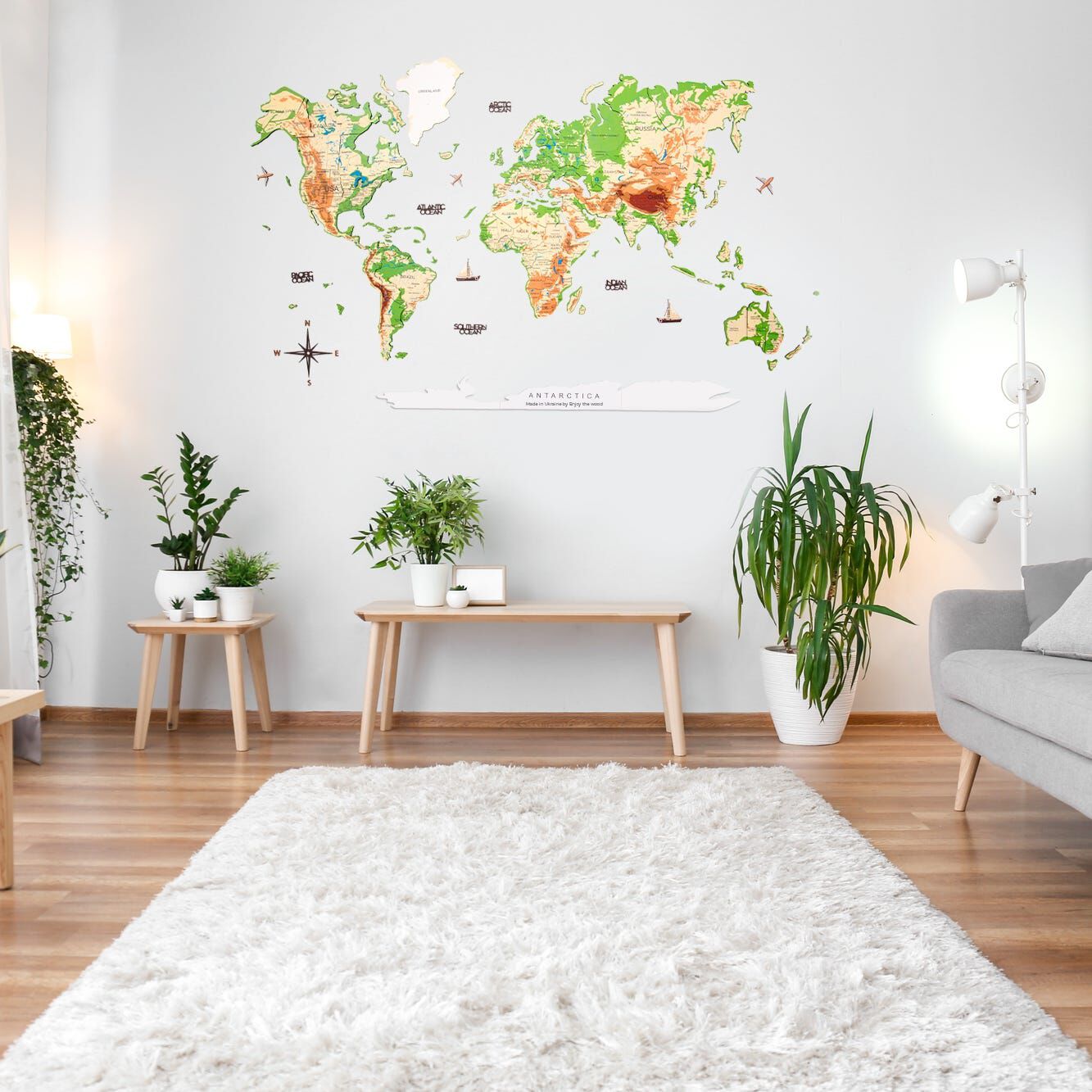 2d Wooden World Map Physical M ENJOY THE WOOD-image 2