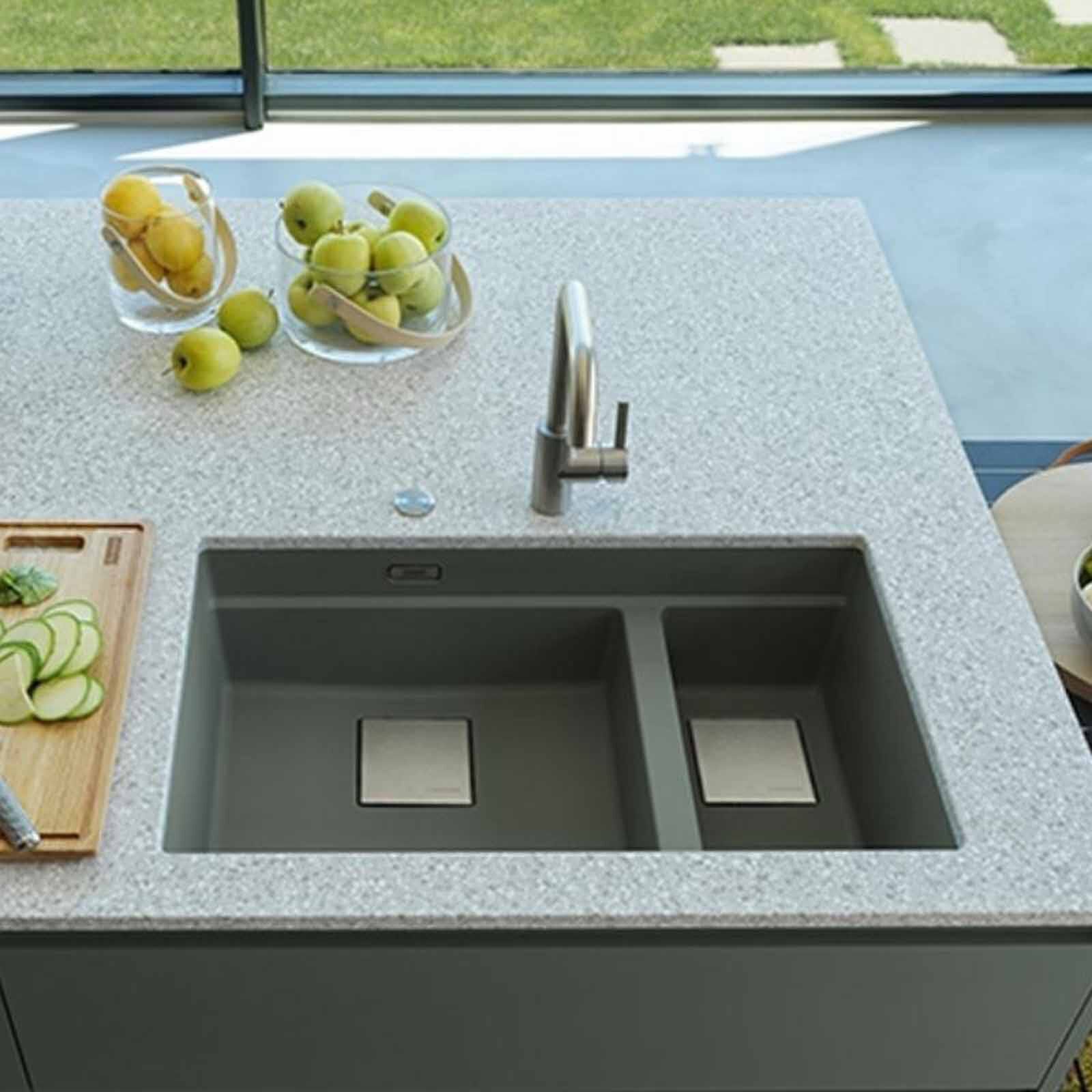 FRANKE 2 Double Bowl Fragranite Kitchen Sink - Kng120-pw Polar White KUBUS-image 3