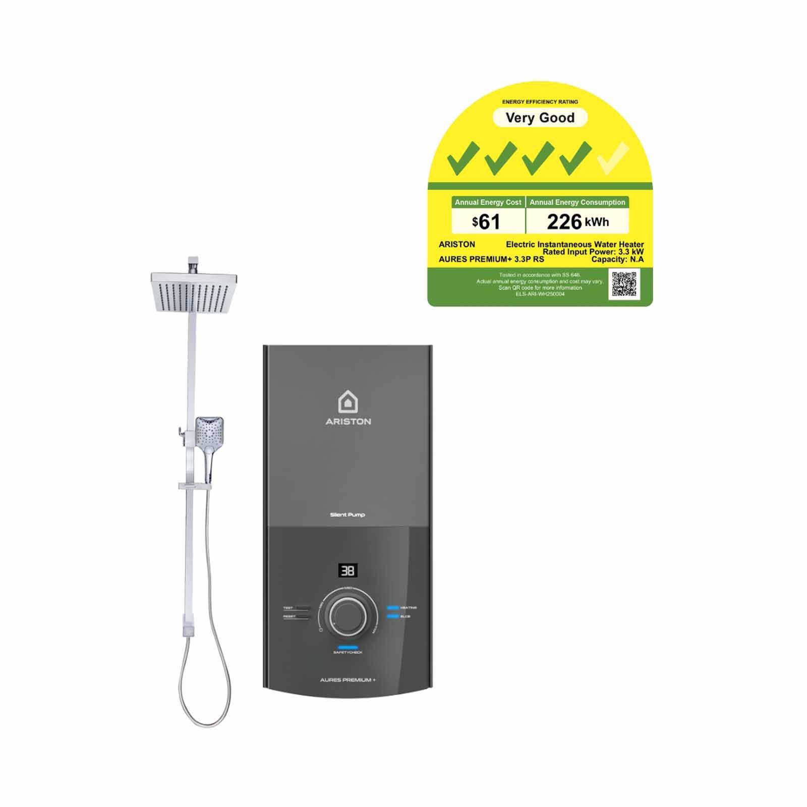 ARISTON Instant Water Heater (elcb / Rainshower Unit) AURES PREMIUM+ 3.3P RS-image 1
