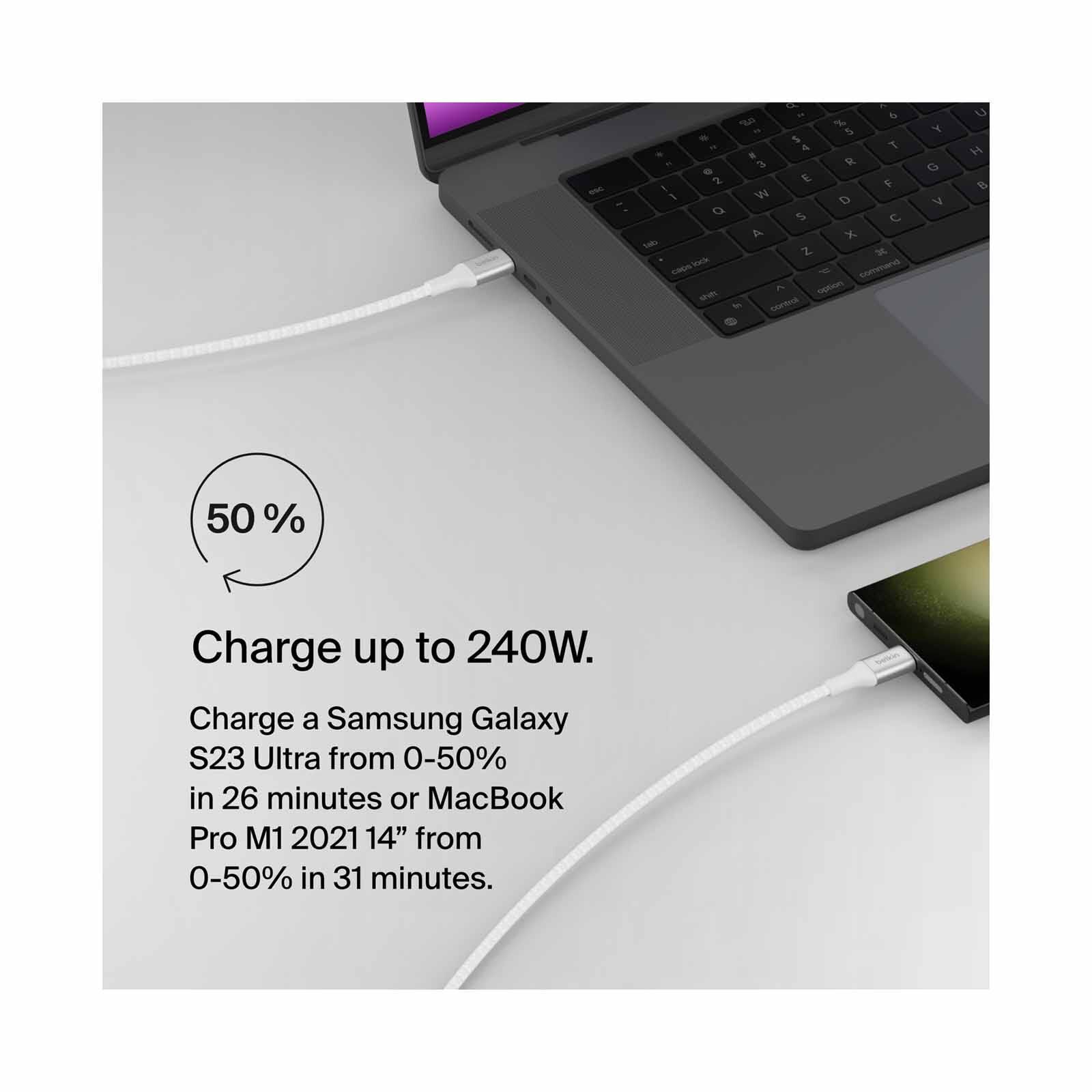BELKIN Usb-c To C Pd3.1 Cable 2m Up To 240w Wht CAB015BT2MWH-image 5