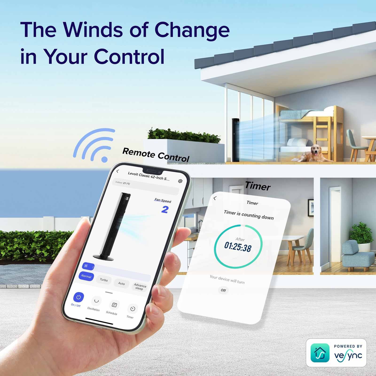 LEVOIT Smart Pro Tower Fan Ltf F422s-wae -white LV-F422SFAN-WH-UK-image 4
