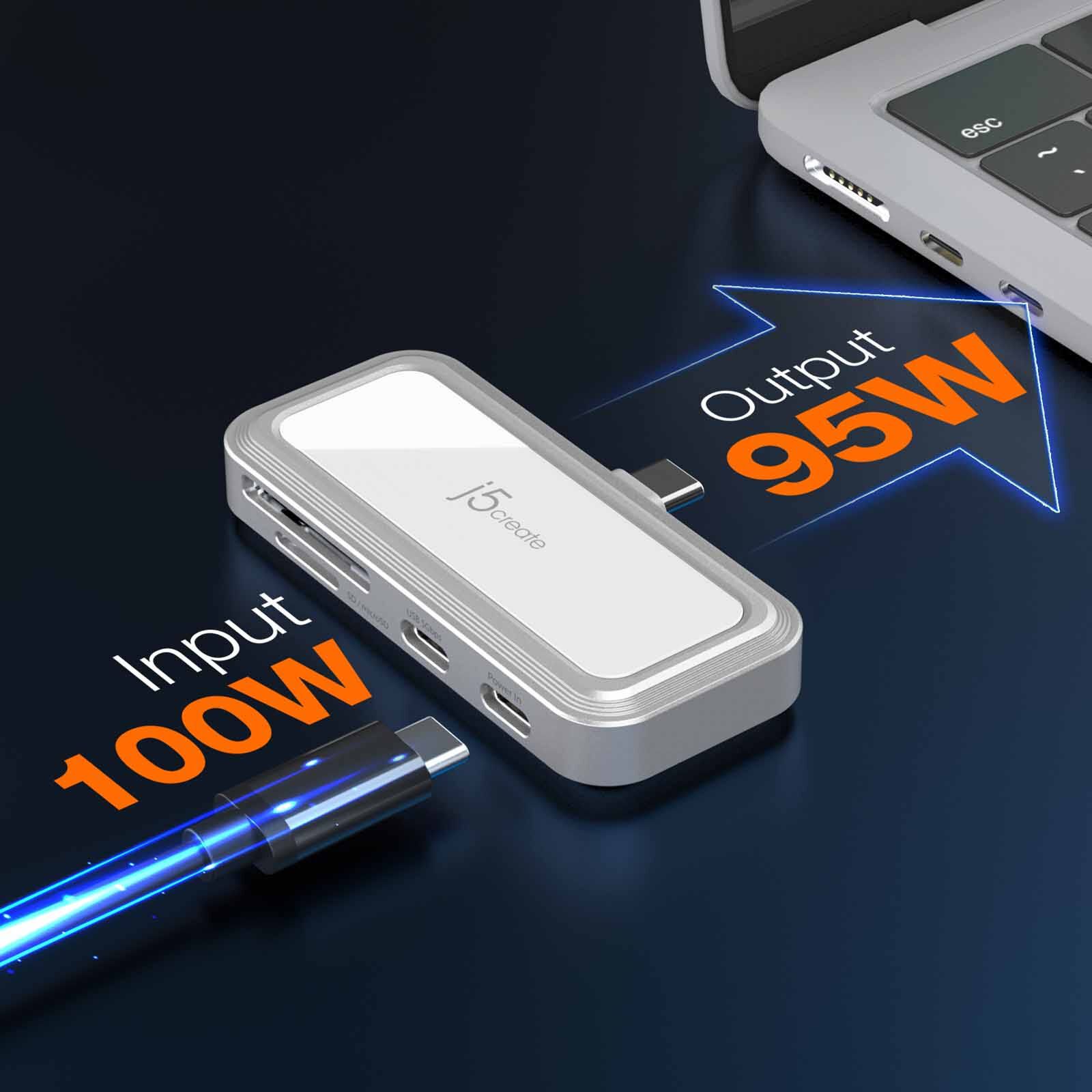 J5CREATE Usb-c To Dual Usb-c / Sd Card Adapter JCH167W-image 9