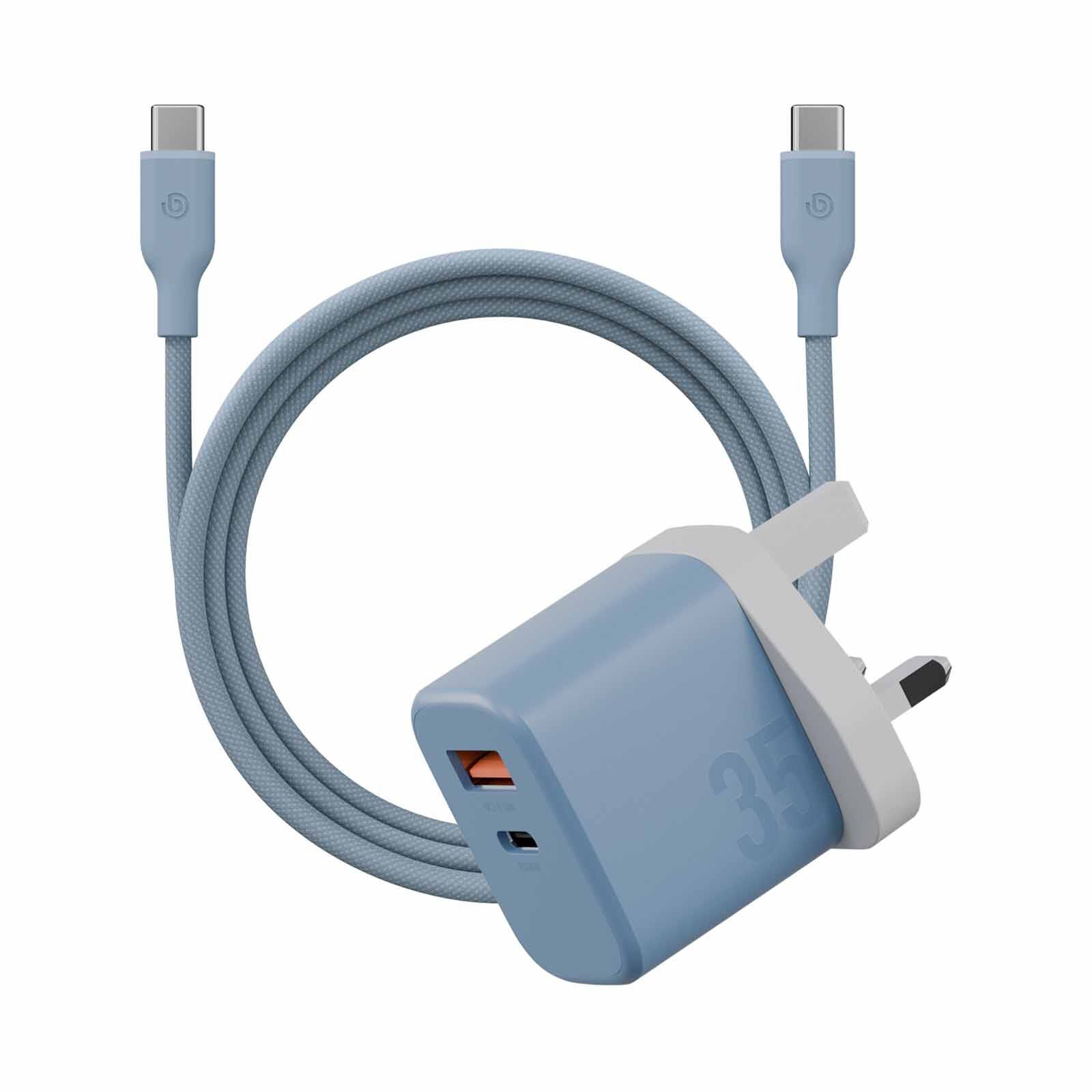 BAZIC Goport Velox Kit, 1c1a Gan Charger 35w(uk) With Weave Cable - Bubblegum CHR-GPVLX-UK-BLU-image 1