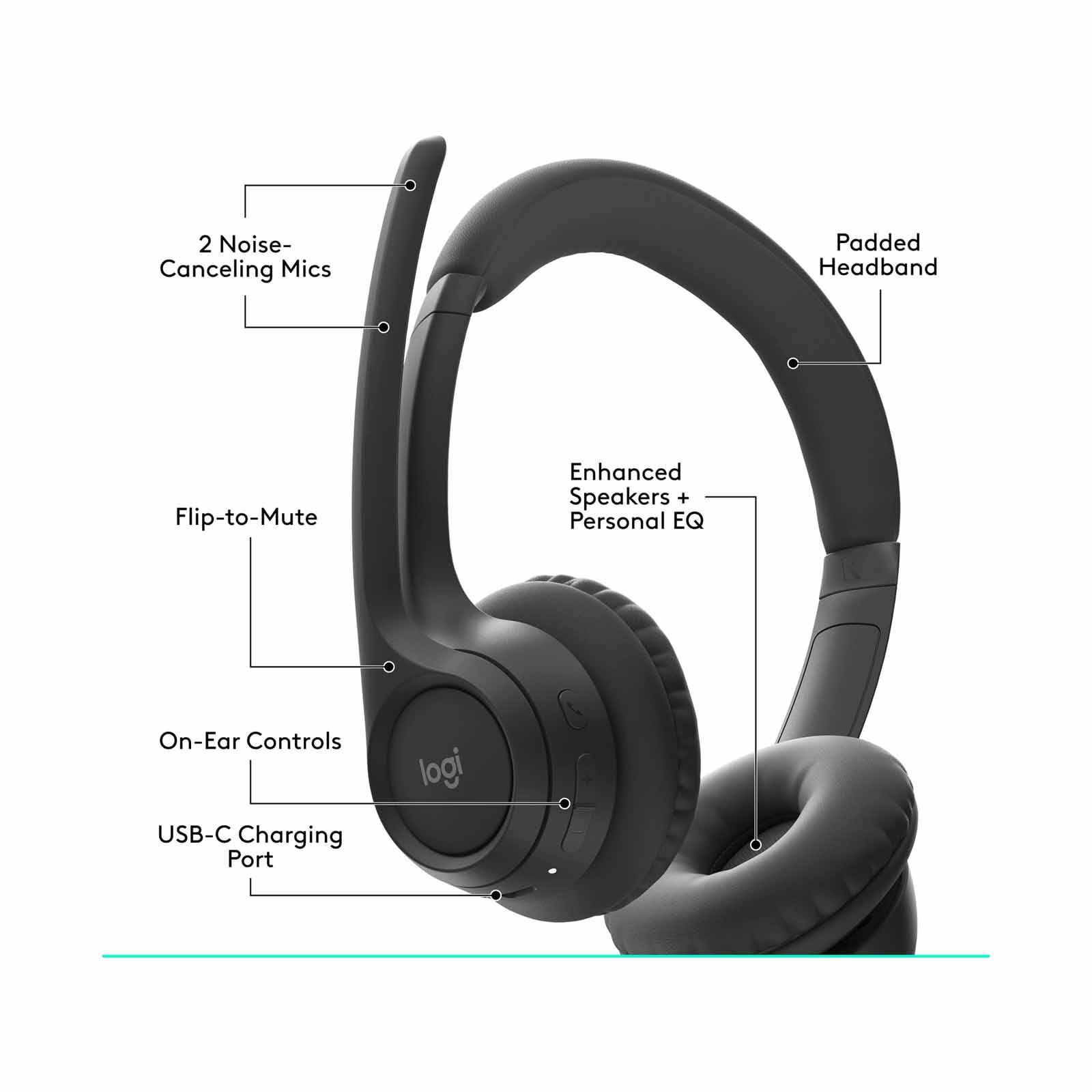 LOGITECH Zone 300 Wireless Bluetooth Headset Graphite 1y 981-001408-image 4
