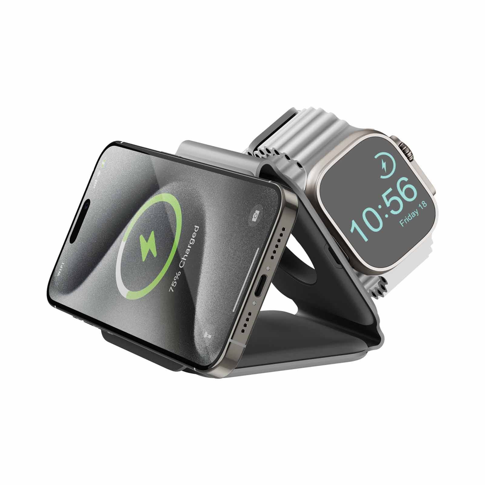 BAZIC Gomag Trio Plus, 3in1 Elevated Foldable Magnetic Wireless Charger 15w Iphone/watch/airpods - Grey GM-TRIOPLUS-GRY-image 4