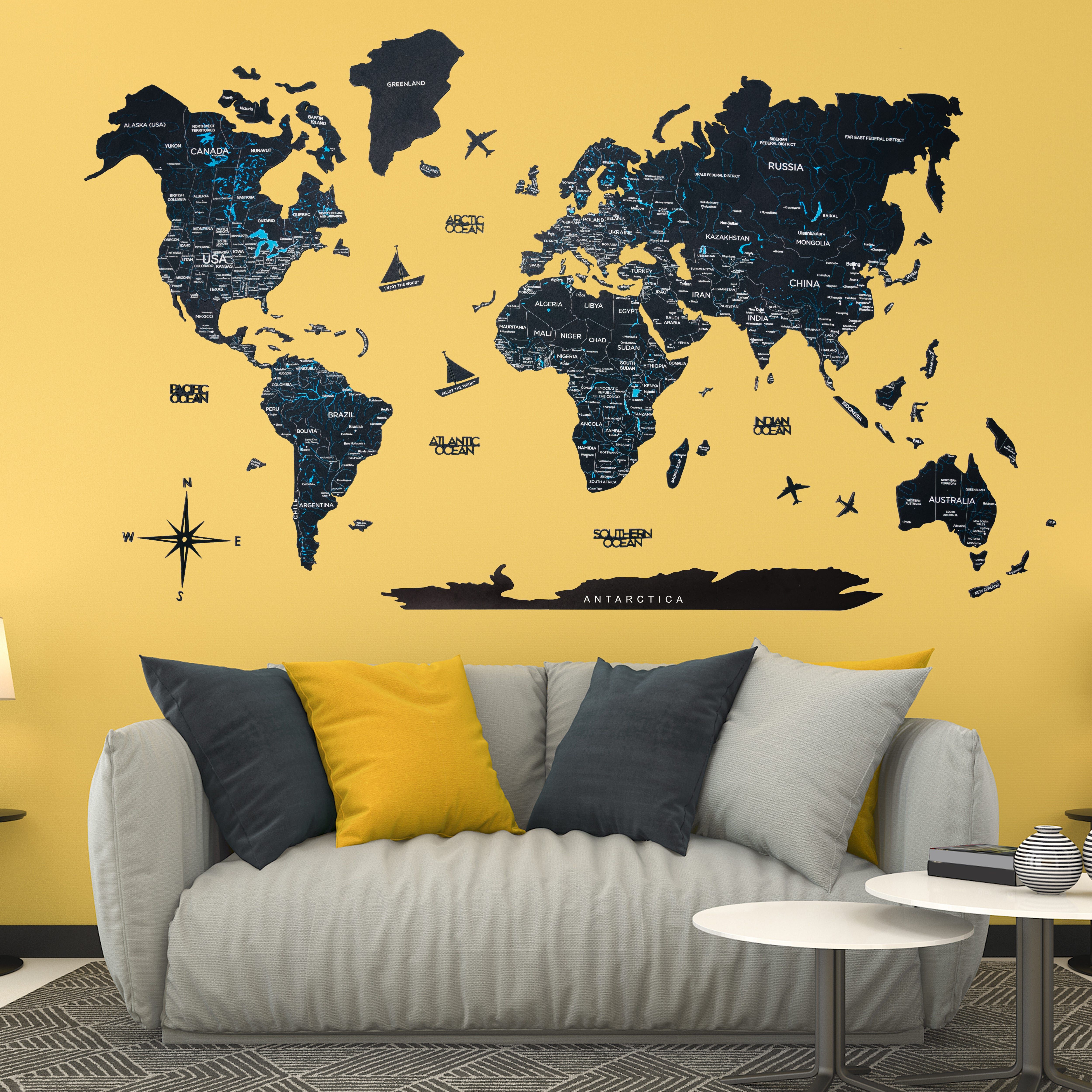 2d Wooden World Map Midnight S ENJOY THE WOOD-image 10