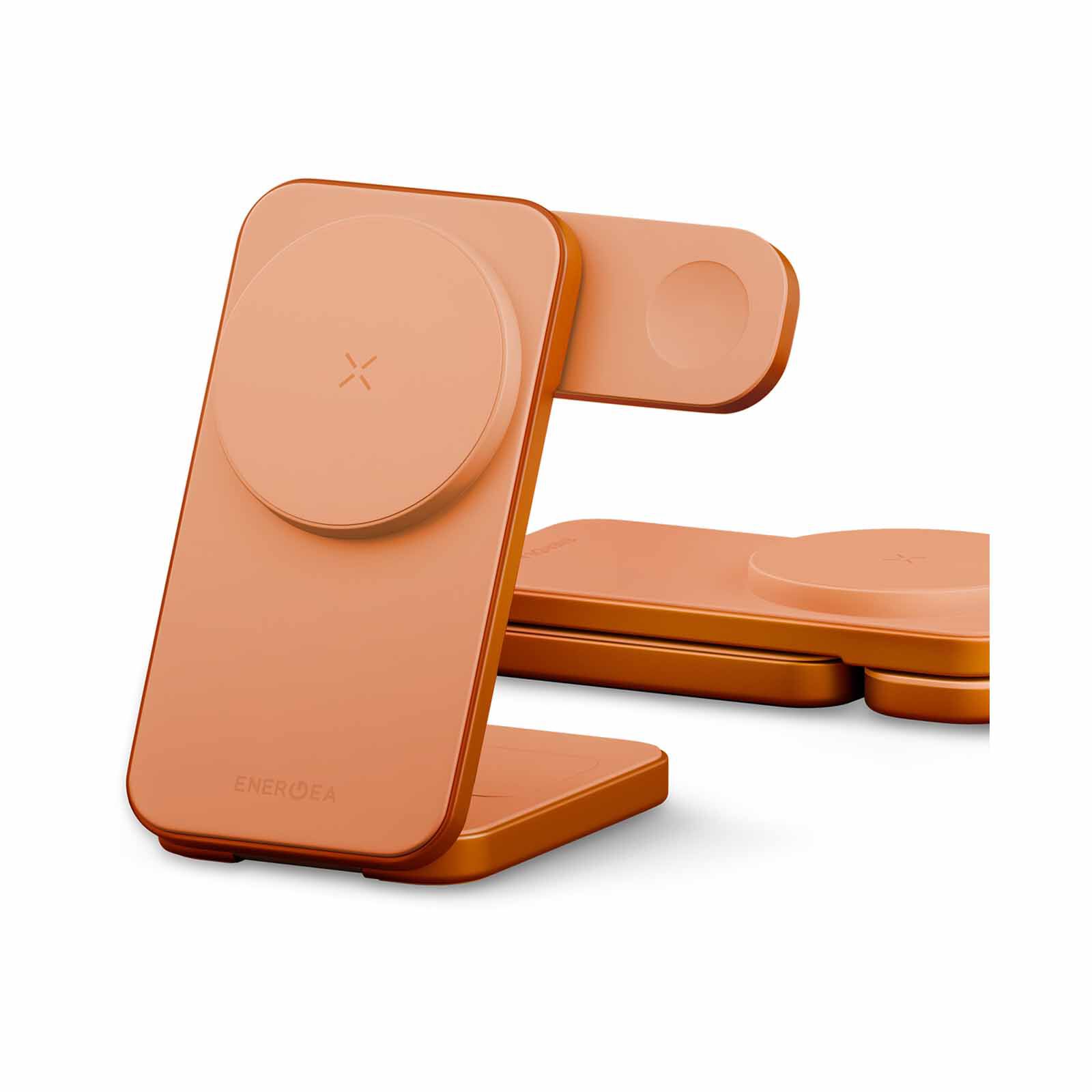 ENERGEA Magtrio 2, 3-in-1 Foldable Qi2 25w Wireless Charger - Orange MAG-TRIO2-ORG-image 1