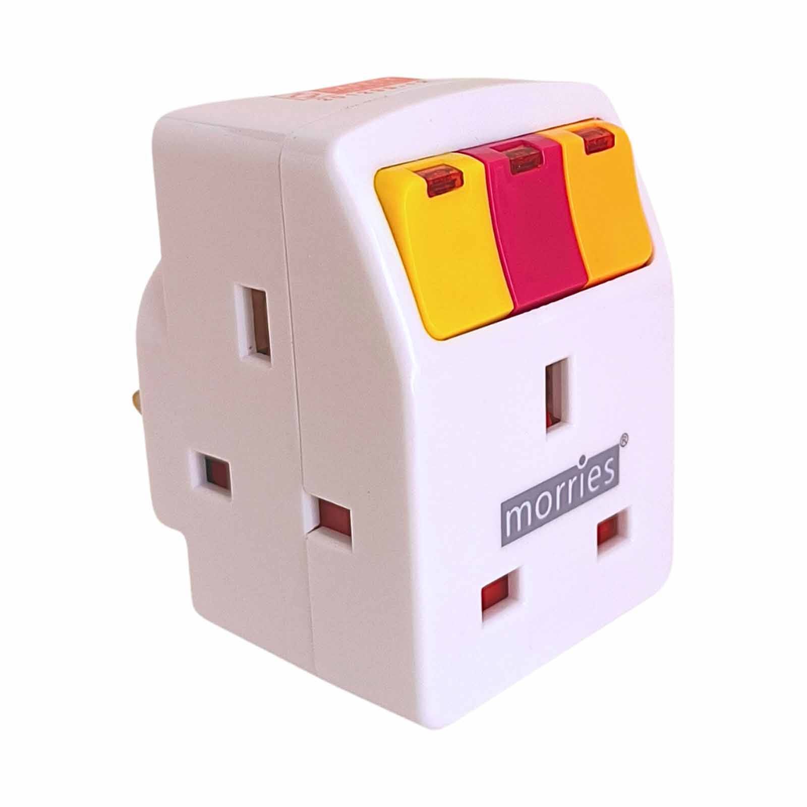 MORRIES 3 Way Adaptor With Switch And Surge Protection MS-3002 (COLOUR SWITCH)-image 6