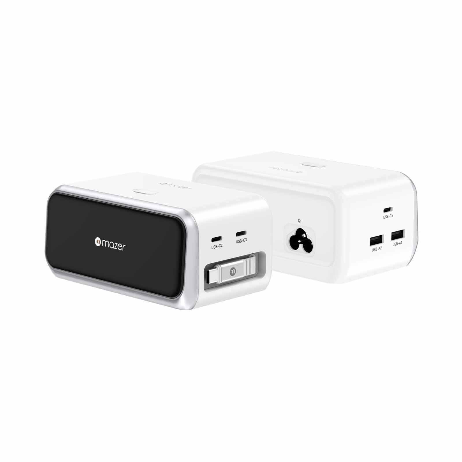MAZER Ai Prestigegan Pd200w Desktop Charger With Retractable Cable - Silver M-AI-D200-V7-SV