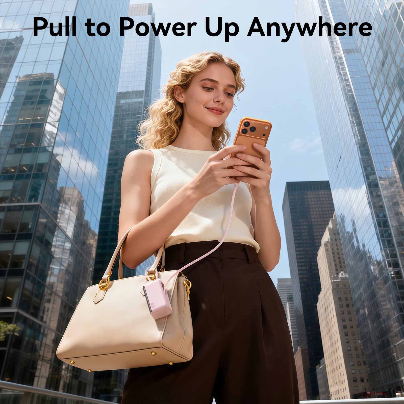 MAZER Powercharge Rlink 10,000mah/pd45w With Built-in Retractable C-cable Powerbank - Pink M-AI-PC45R10-V7-PK-image 5