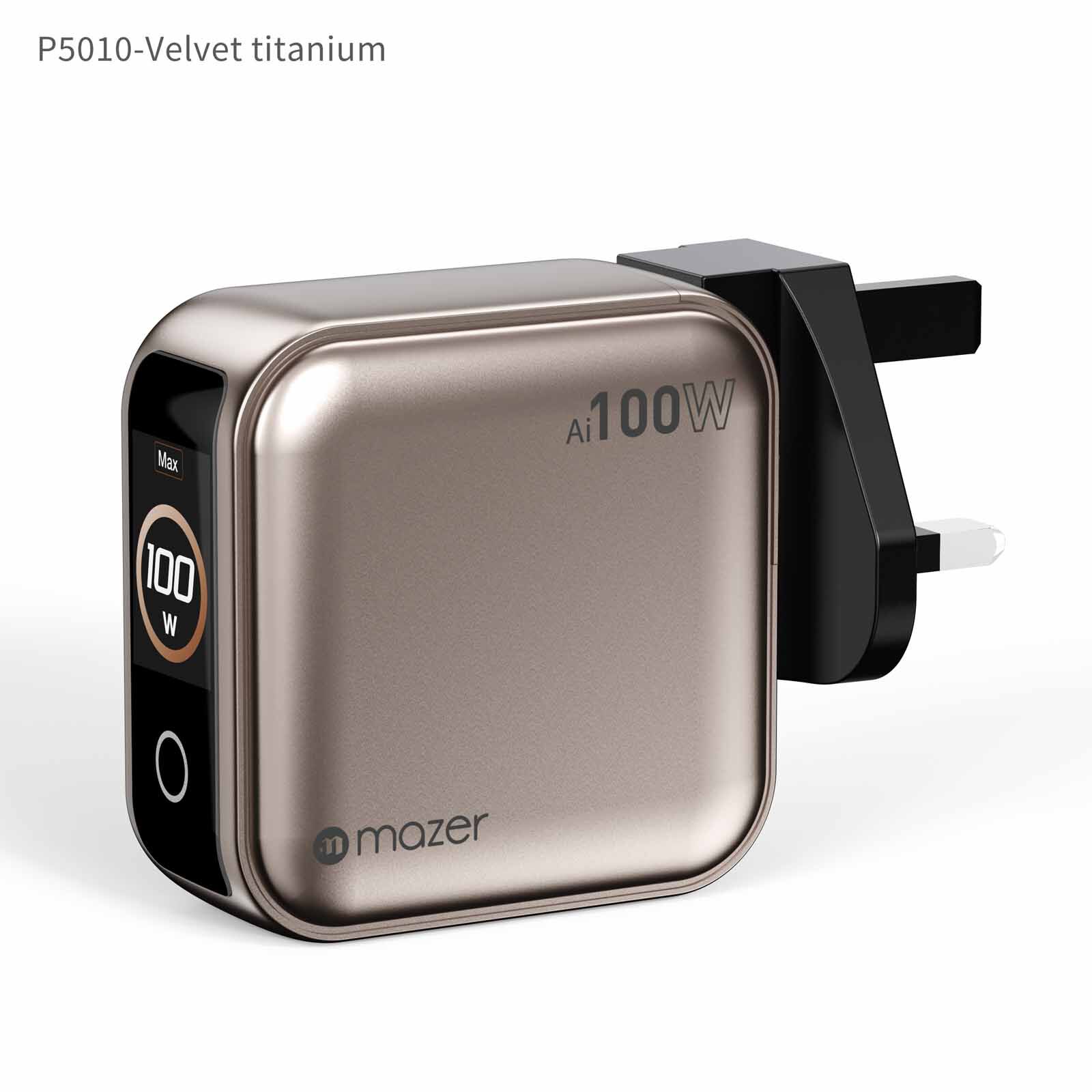 MAZER Ai Prestigegan Pd100w 2c1a Mini Wall Charger-titanium M-AI-G100W-V7UK-TN-image 3