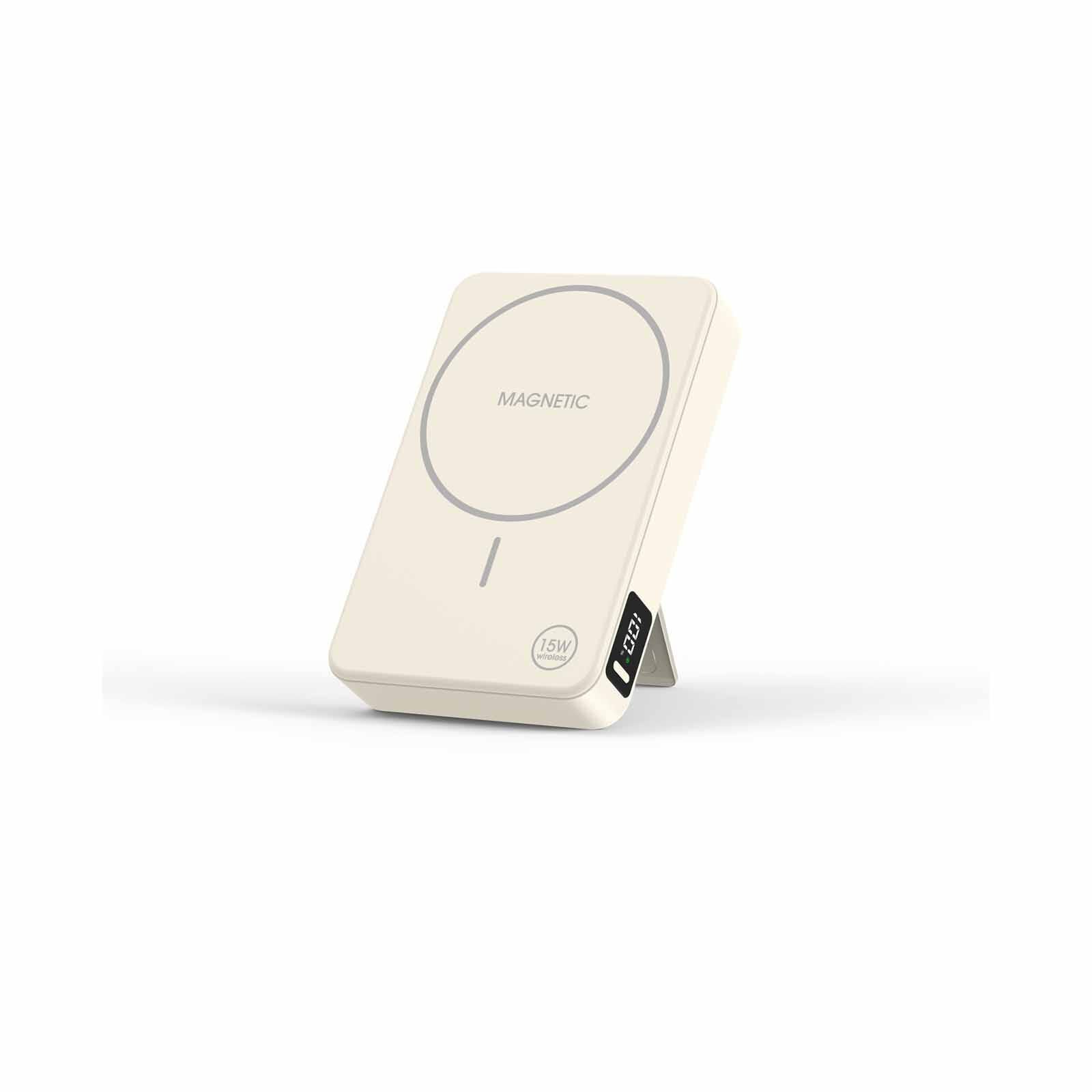 MAZER Magnetic 15w 10,000mah/pd30w With Istand Power Bank-cream M-MAGAIR20-CM-image 3