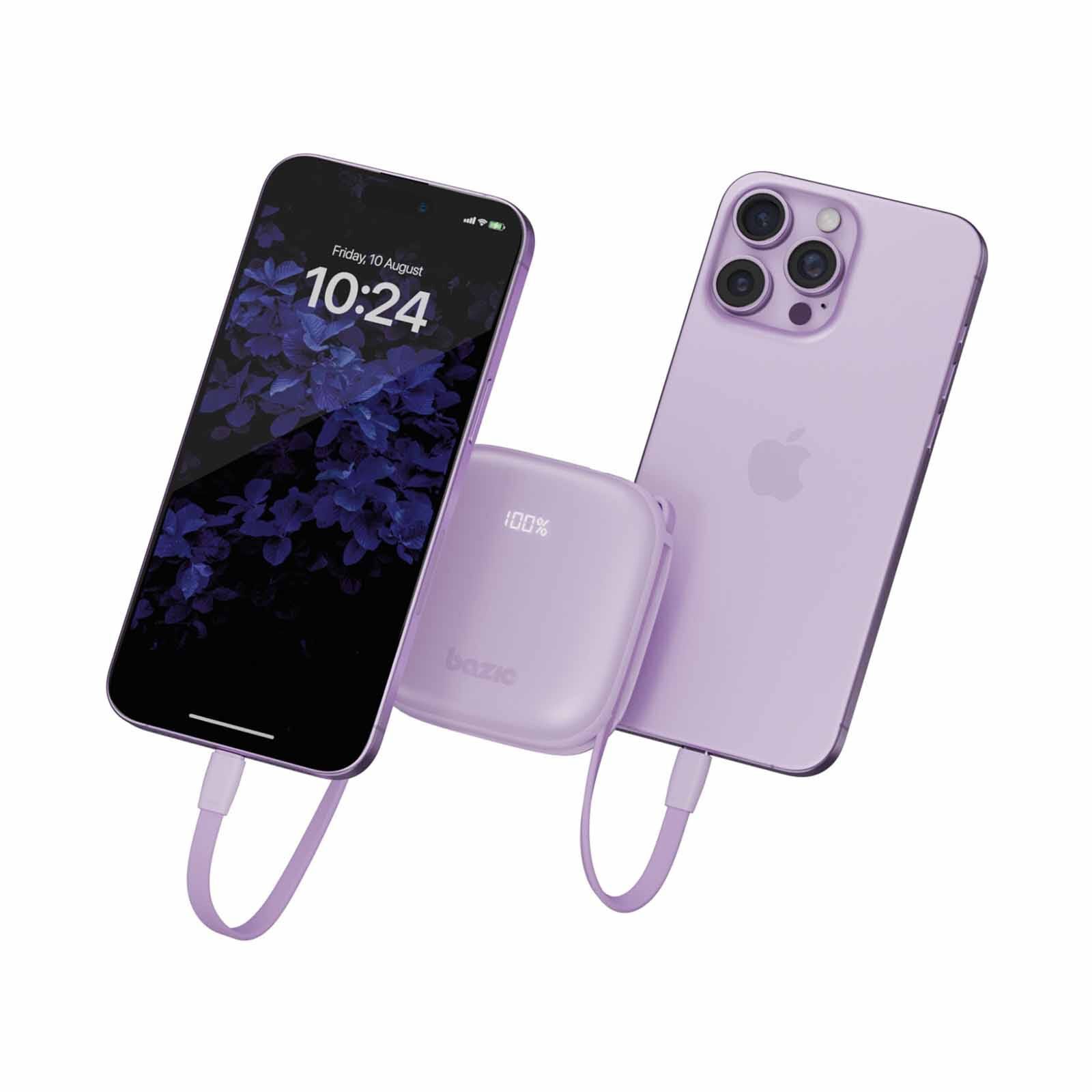 ENERGEA 3 In 1 10000mah Powerbank With Built-in Usb-c And Lightning Cable Lavender GPW-FUSN-PUR BAZIC GOPOWER FUSION-image 3