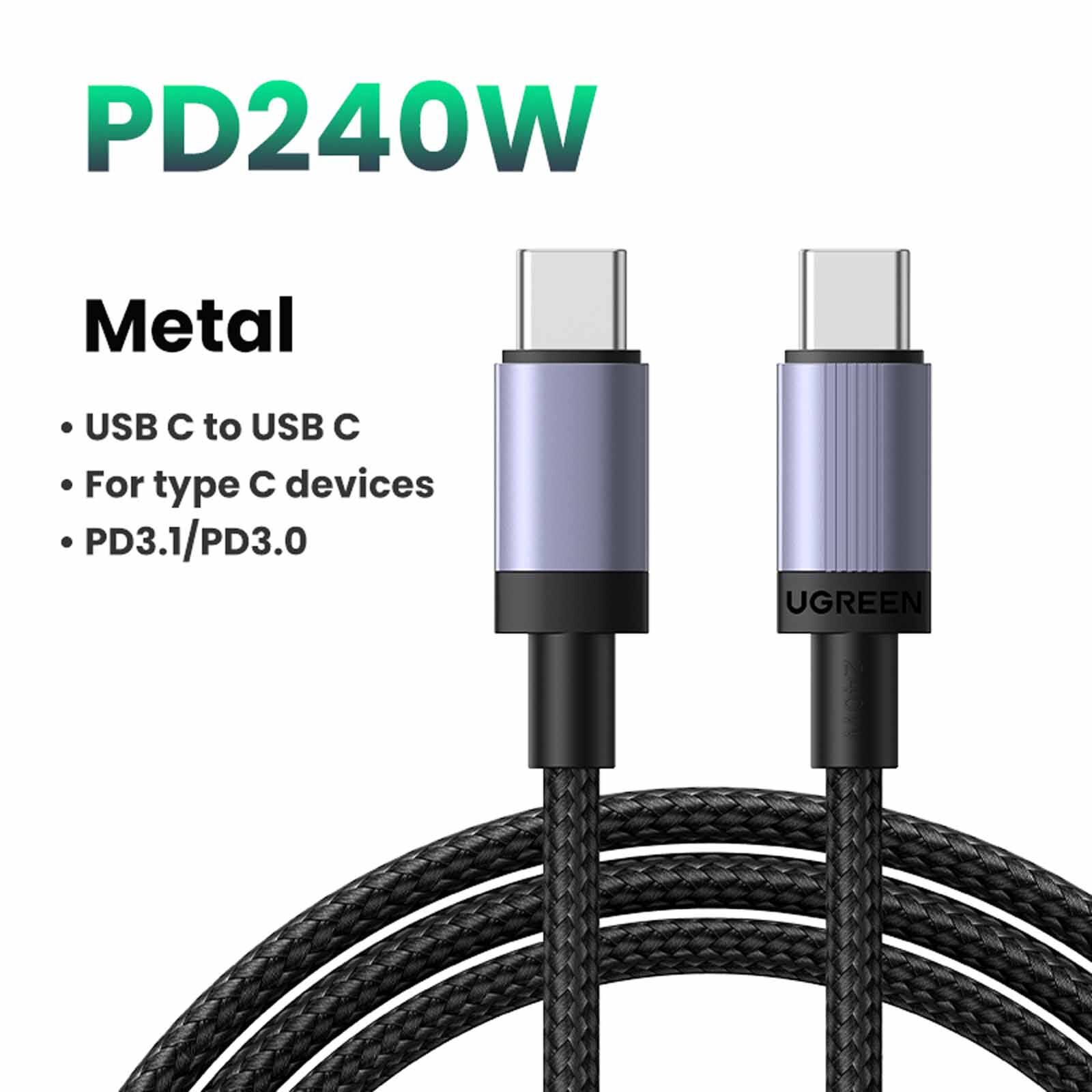 UGREEN 240w Usb-c To Usb-c Pd Fast Charging Cable, 1m (aluminium Connector) 65907-image 3