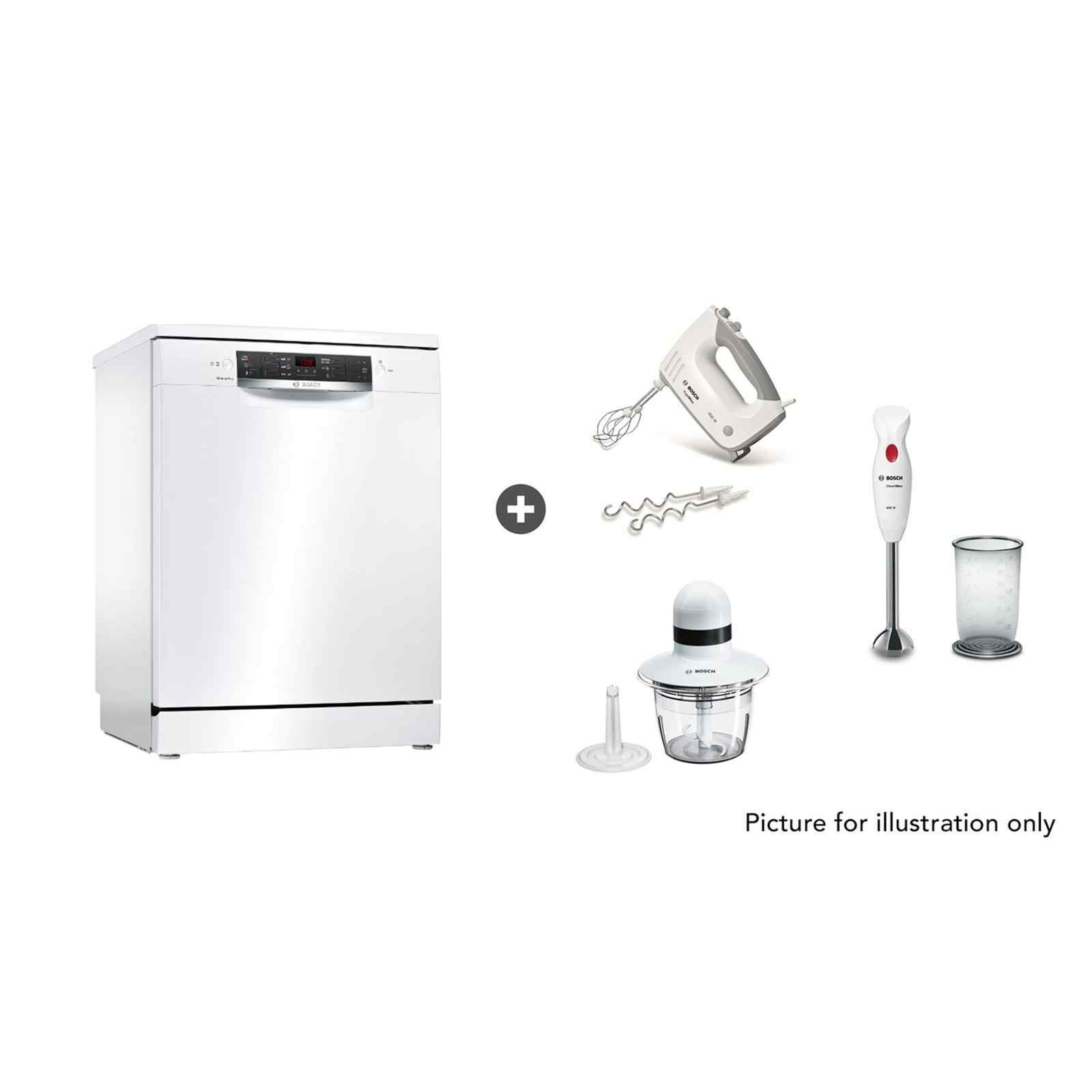 BOSCH Bundle Dishwasher+ergomix Hand Mixer+hand Blender+universal Processor SMS46GW01P+MFQ36400+MMR08A1+MSM24100-image null