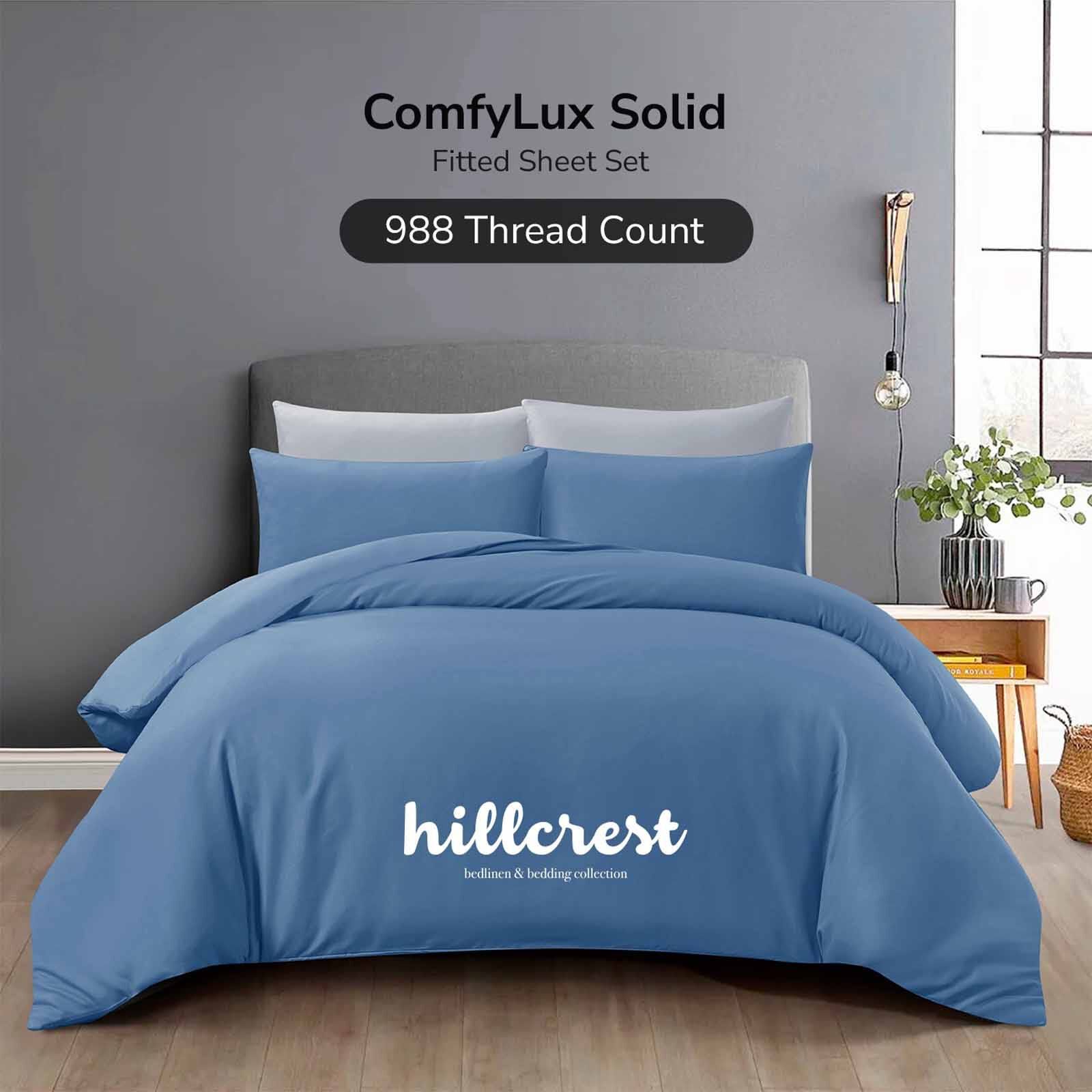 HILLCREST Hillcrest I Comfylux Solid 988tc I Coronet Blue I Super Single Fitted Sheet ( Oe ) 6837 I SS I FS I CORONET BLUE-image 1