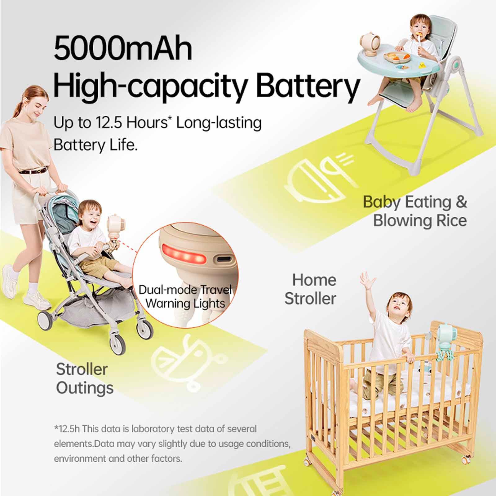 JISULIFE Stroller Fan Brown Life2s (5000mah) LIFE2S-5000-BROWN-image 4