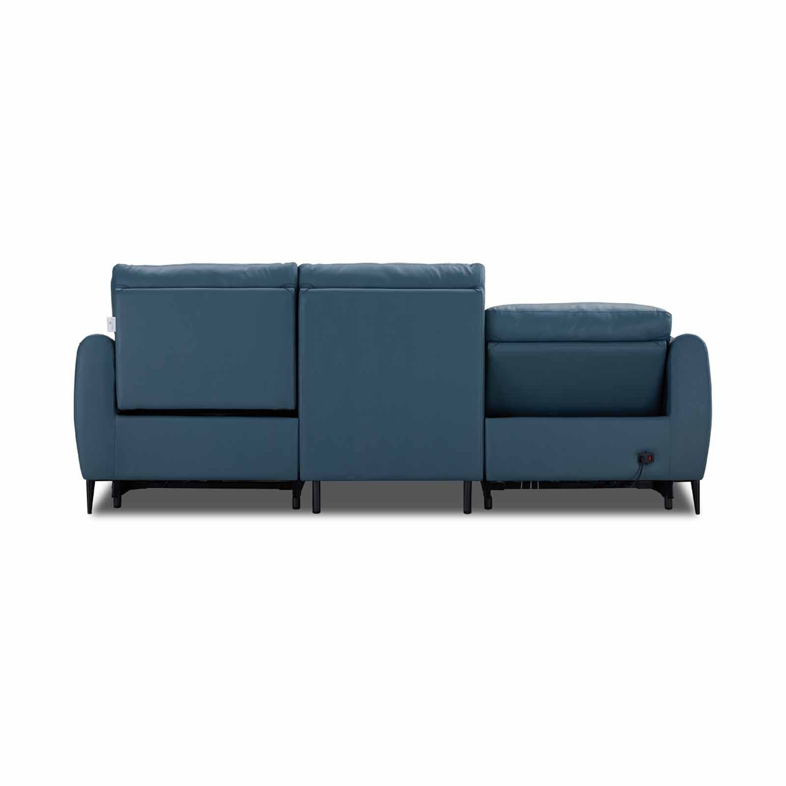 MUZE 3rr Seater (hl) Cat A Blue Half Leather Sofa NEW CLARA-image 8