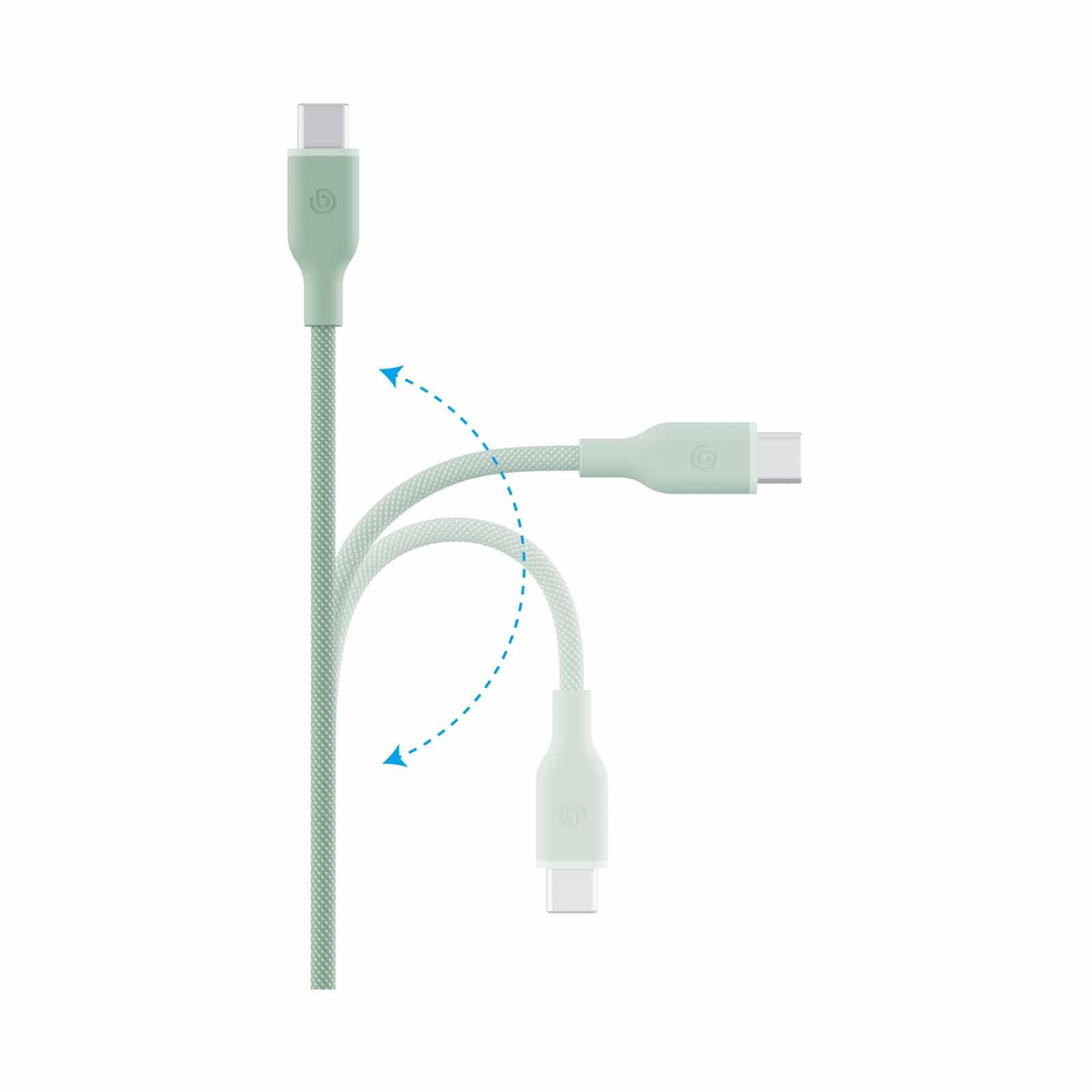 BAZIC Gocharge Weave C-c Cable 480mbps, 60w 1.5m - Green CBL-GCWE-GRN150-image 3