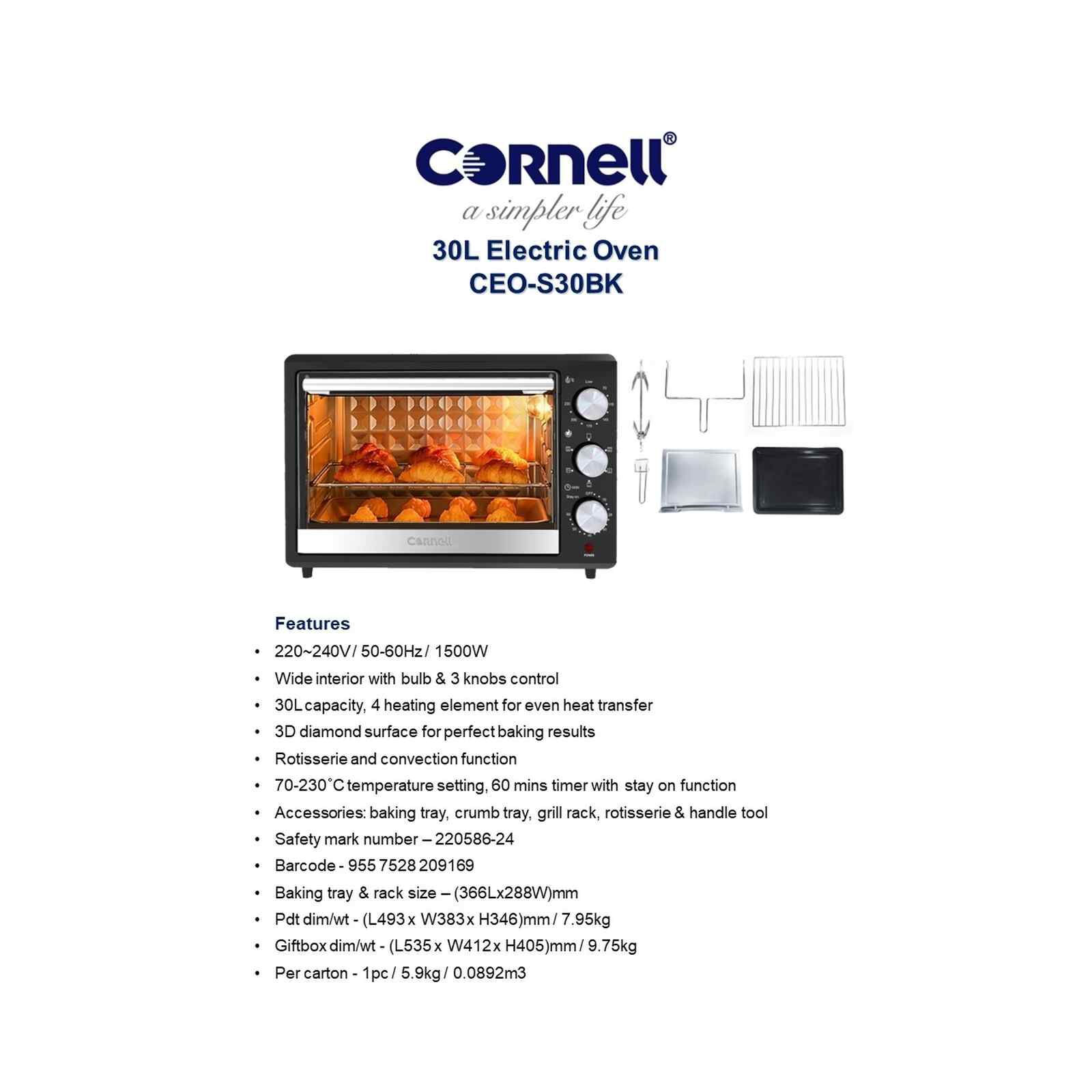 CORNELL Electric Oven (30l) CEOS30BK-image 5