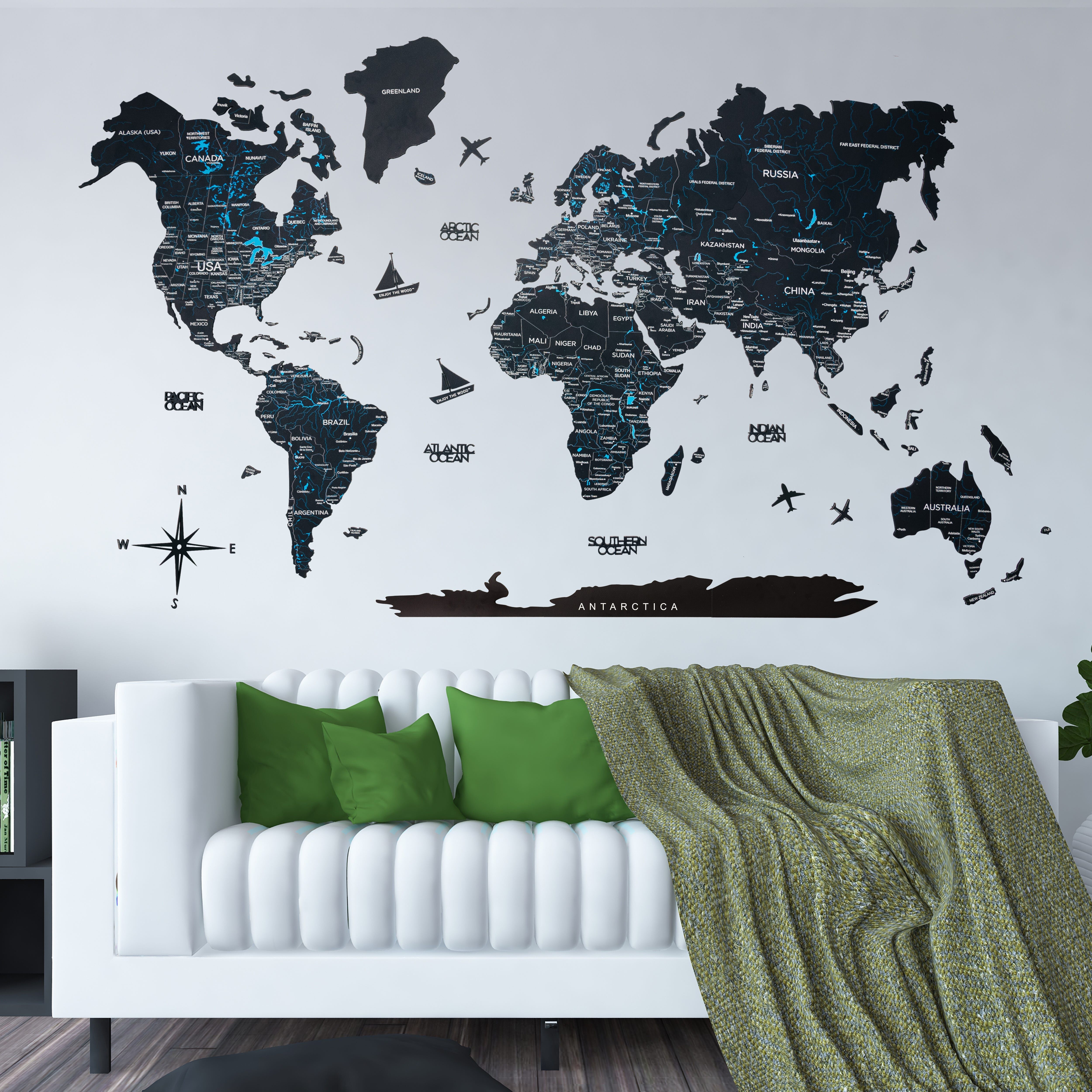 2d Wooden World Map Midnight M ENJOY THE WOOD-image 8