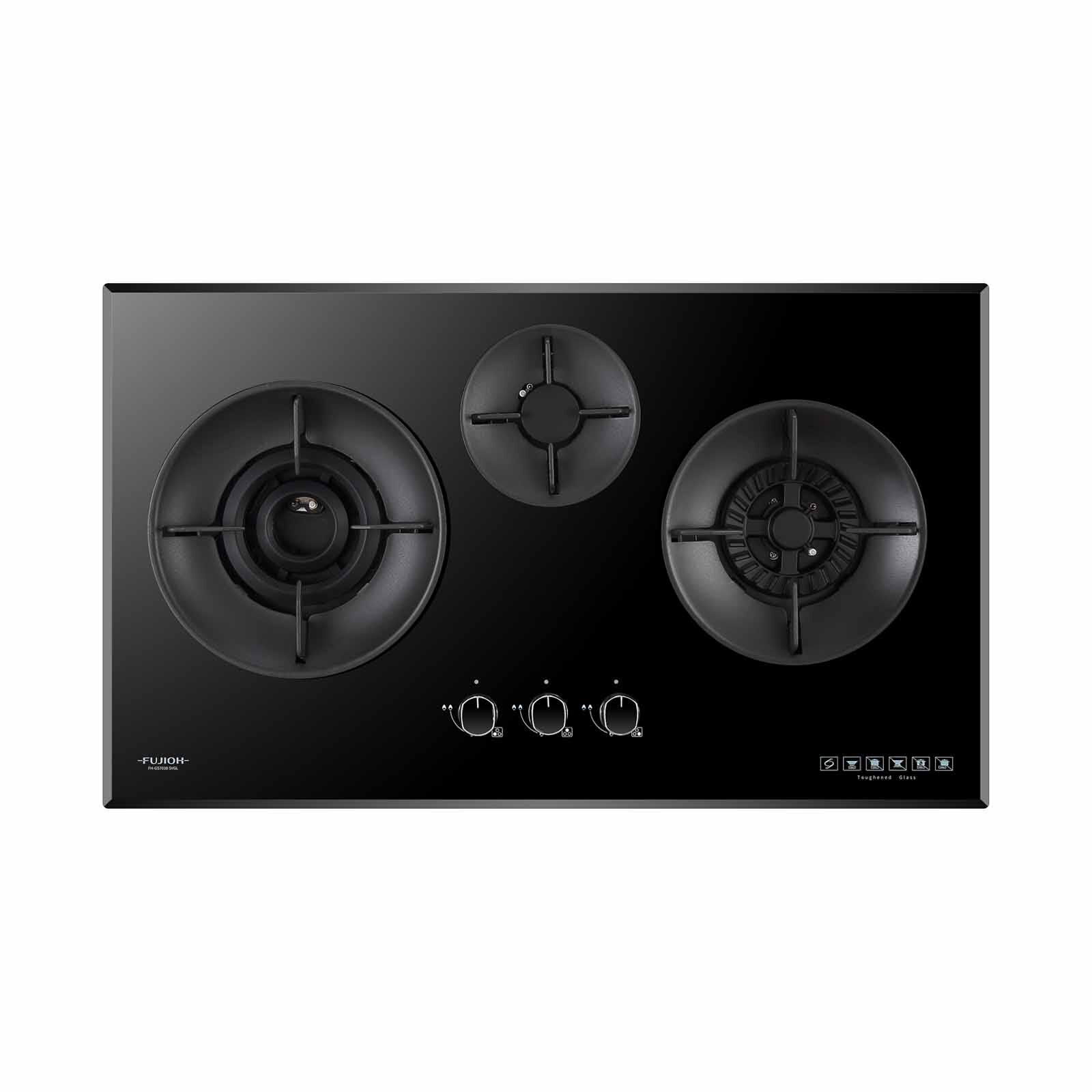 FUJIOH 88cm 3 Burners Gas Hob (lpg) - Glass (exclude Installation) FH-GS7030 SVGL LPG-image 1