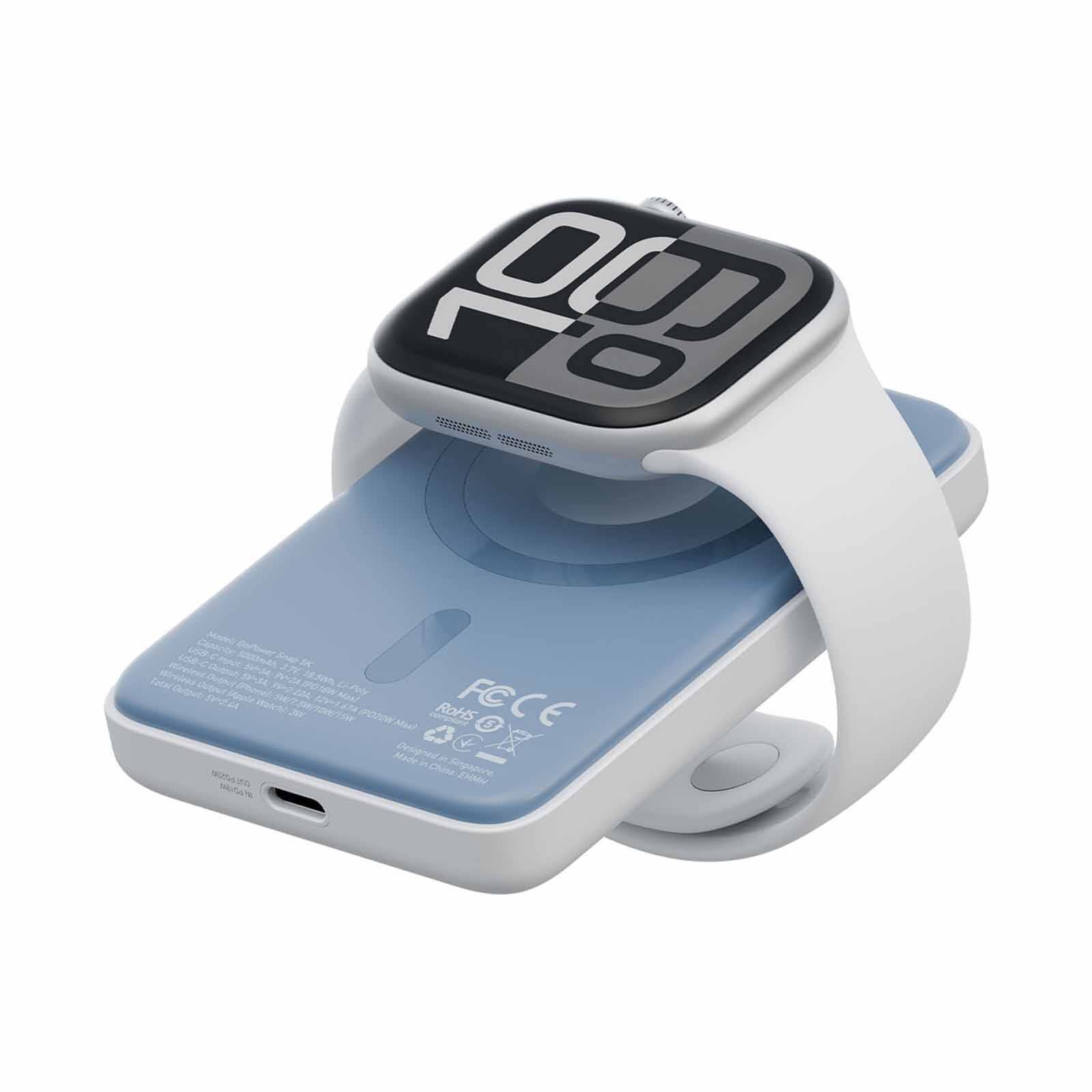 BAZIC Gopower Snap 5k, 3in1 5000mah Wireless Powerbank With Apple Watch Charger - Vanilla GPW-SNAP5K-WHT-image 3