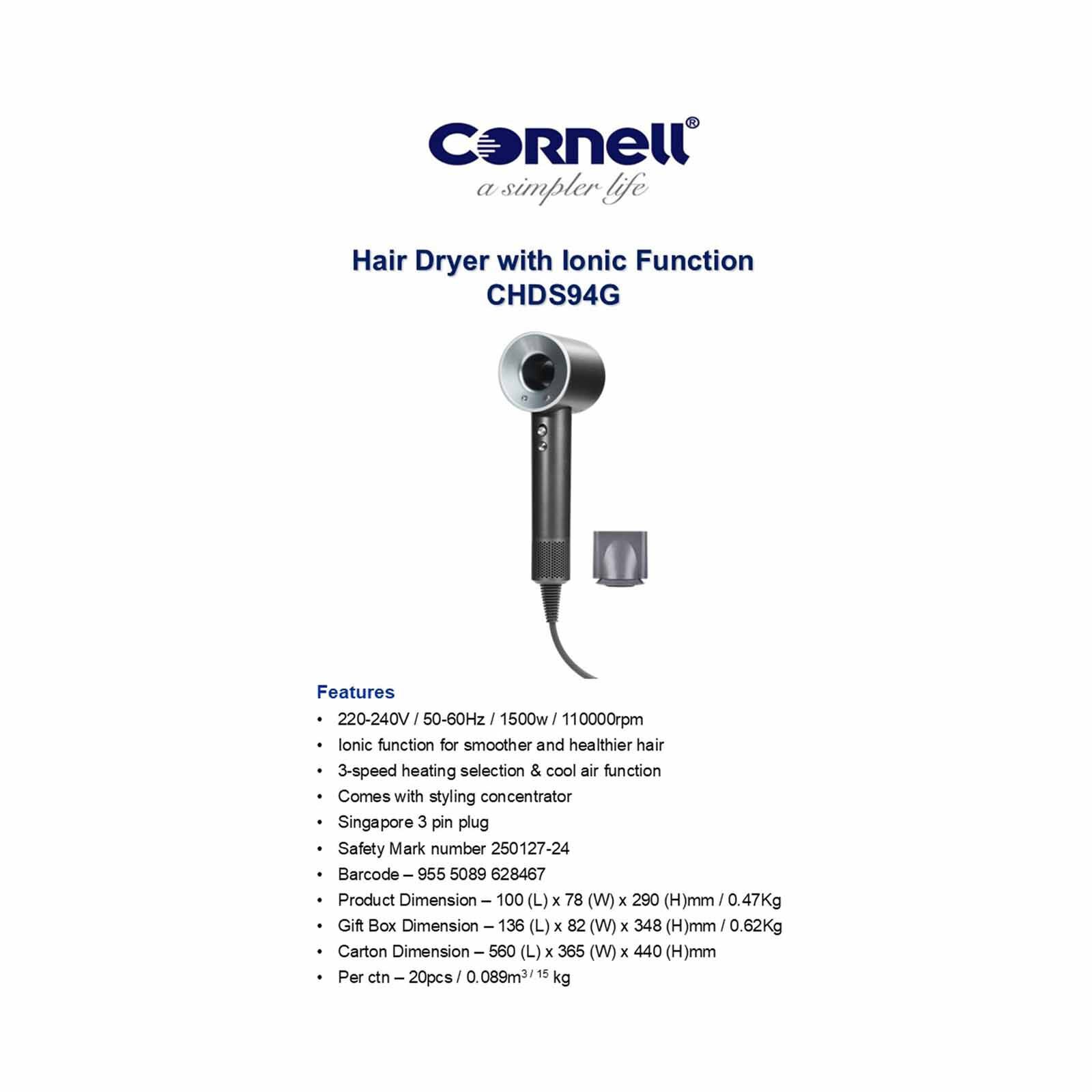 CORNELL Hair Dryer With Ionic Function CHDS94G-image 10