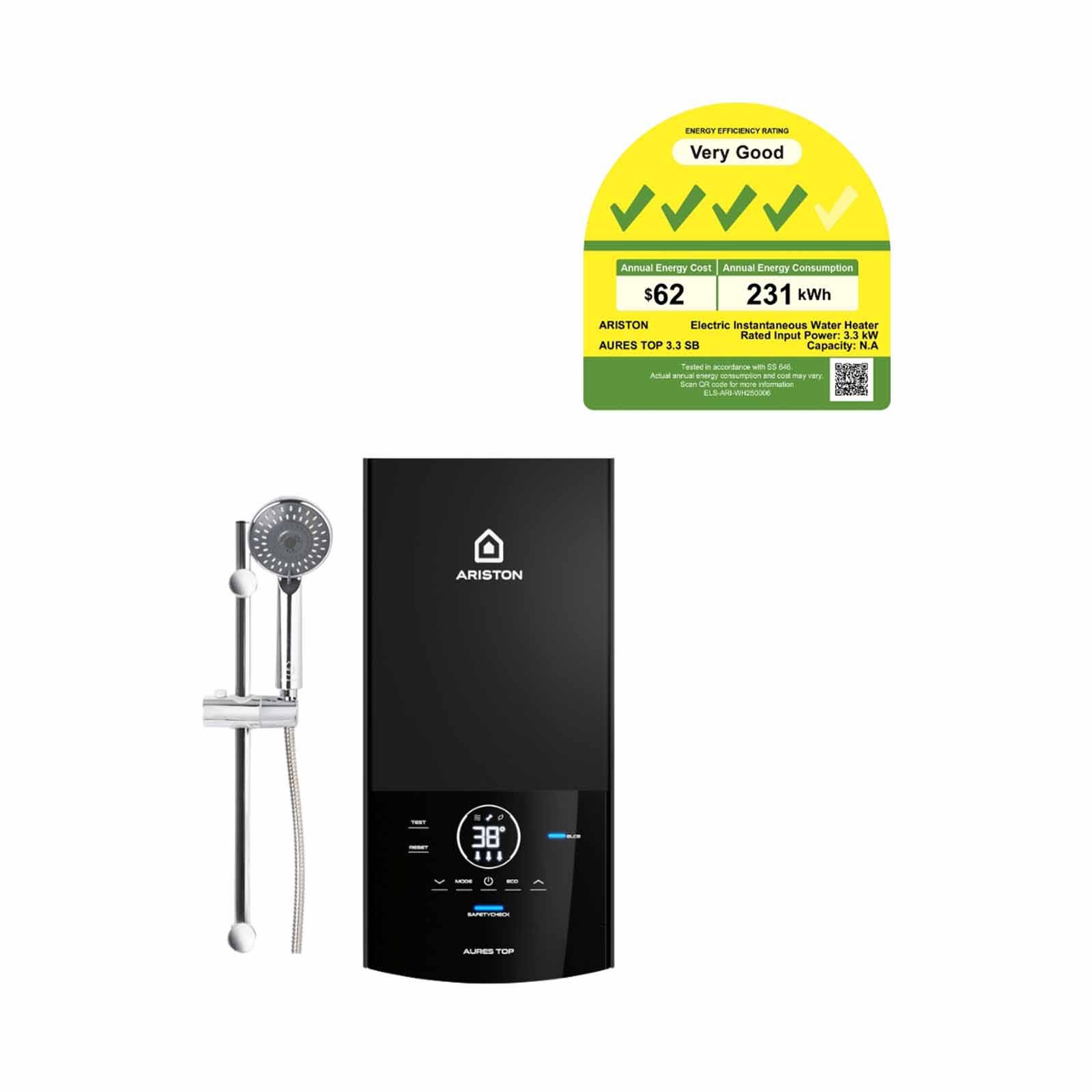 ARISTON Instant Water Heater (elcb / Full Led Screen) AURES TOP 3.3 SB
