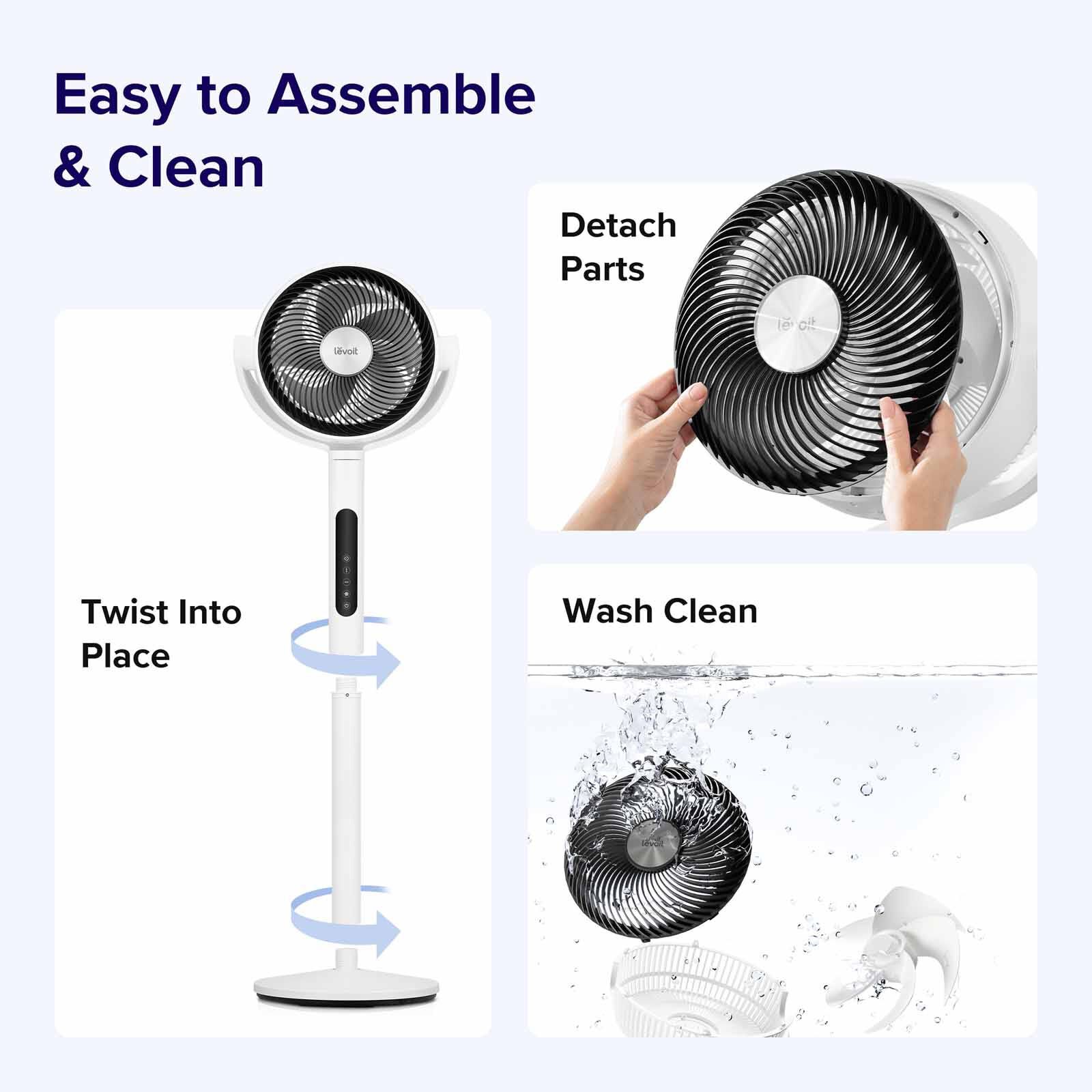 LEVOIT Pedestal Circulation Dc Fan - White LV-R432FAN-UK-image 5