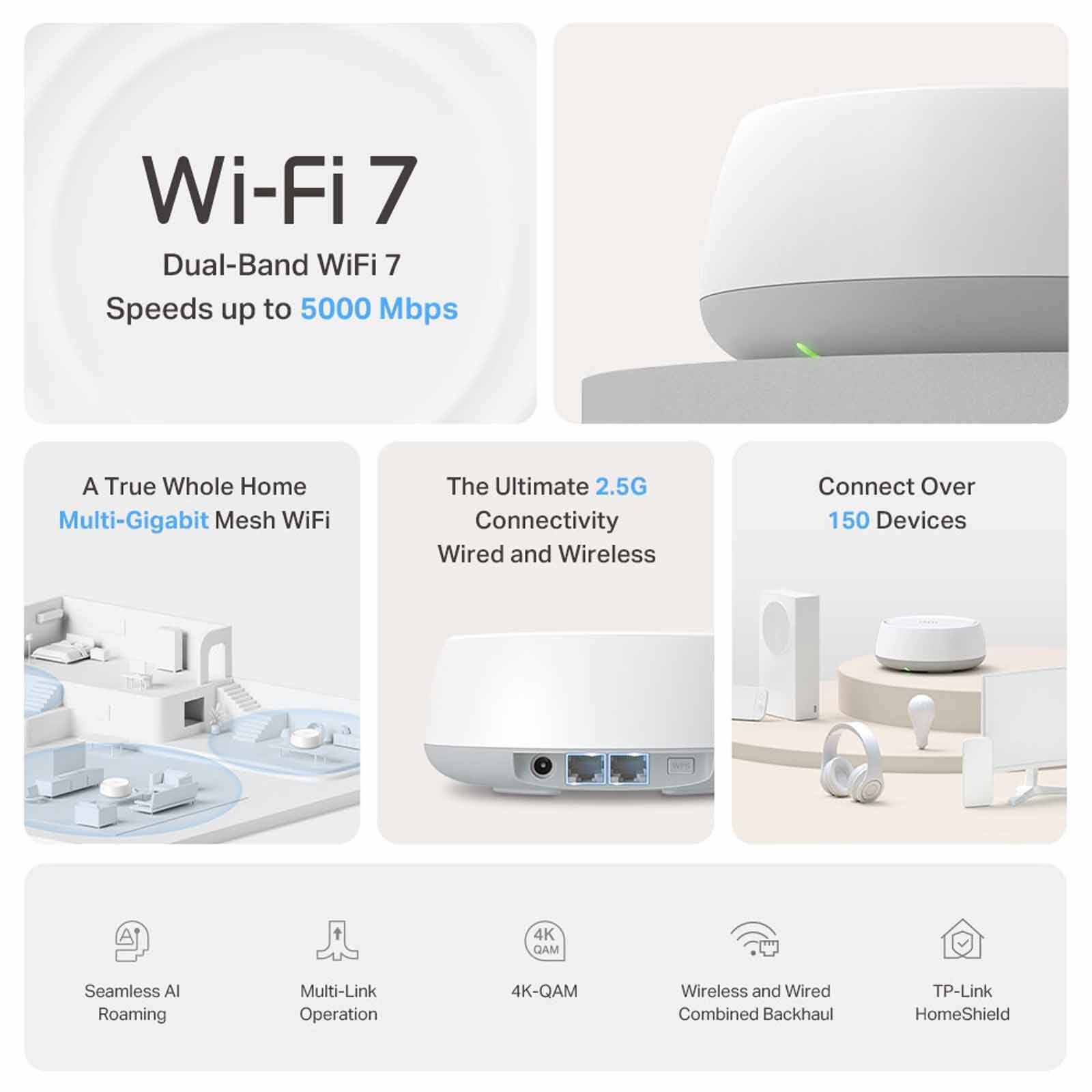 TP LINK Be5000 Whole Home Mesh Wi-fi 7 Unit TPL-DECO-BE25 (1 -PACK)-image 3