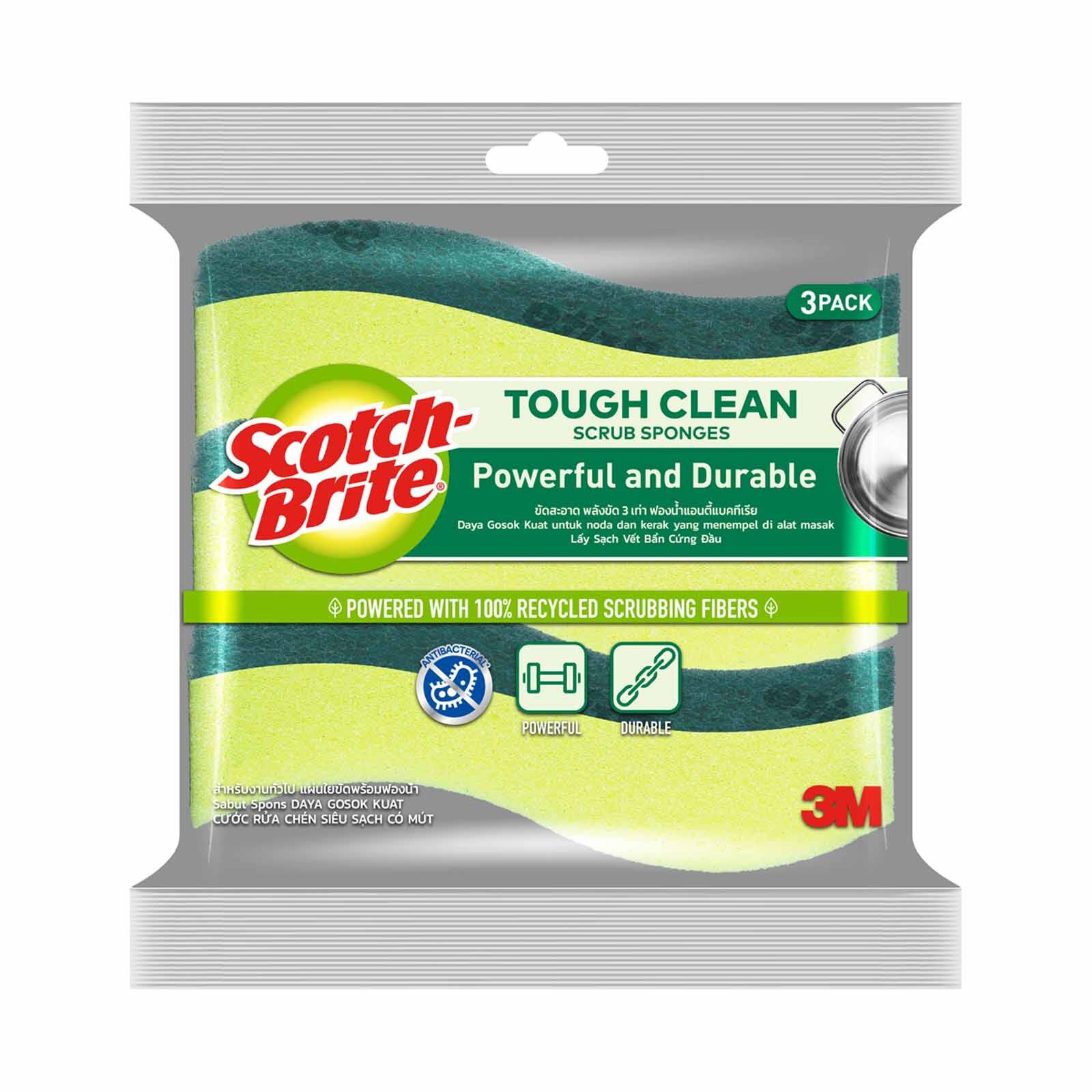 3M SCOTCHB S/b 2in1 Anti-bac Scrub Sponge 3pc 213-image 3