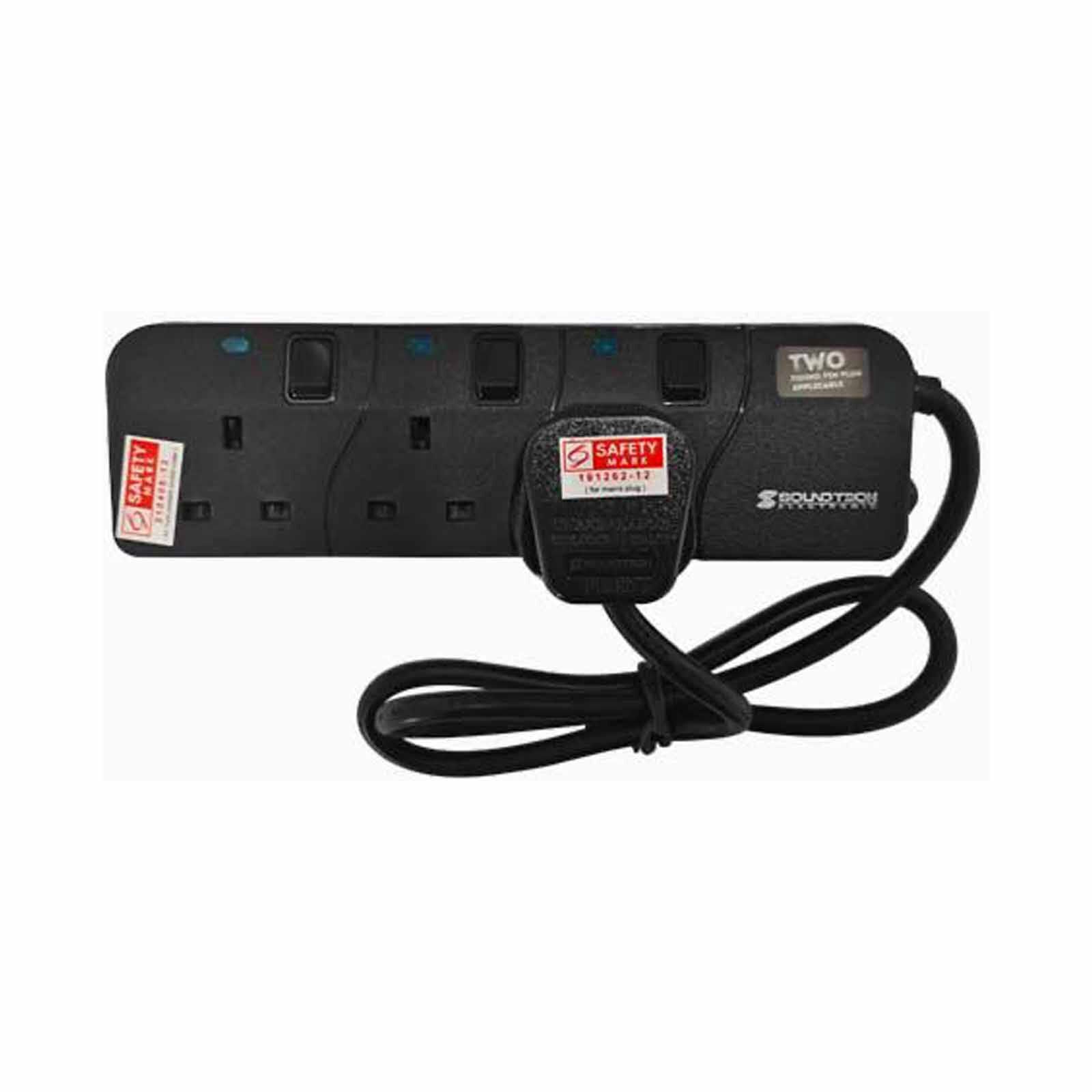 SOUNDTEOH 3 Ways Extension Socket 1 Metre PS-803-image 2