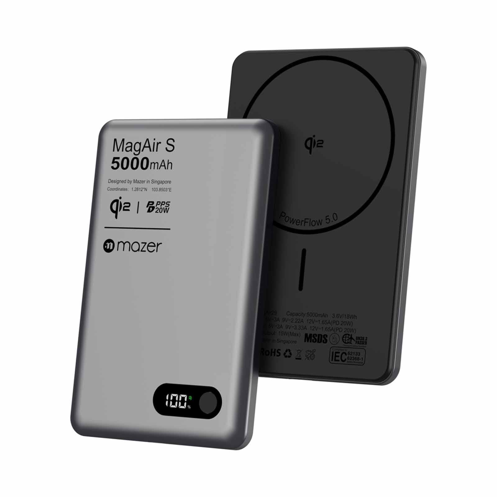 MAZER Qi2 Certified 15w 5000mah Pd20w Ultra Thin Power Bank - Grey M-MAGAIR29-GY