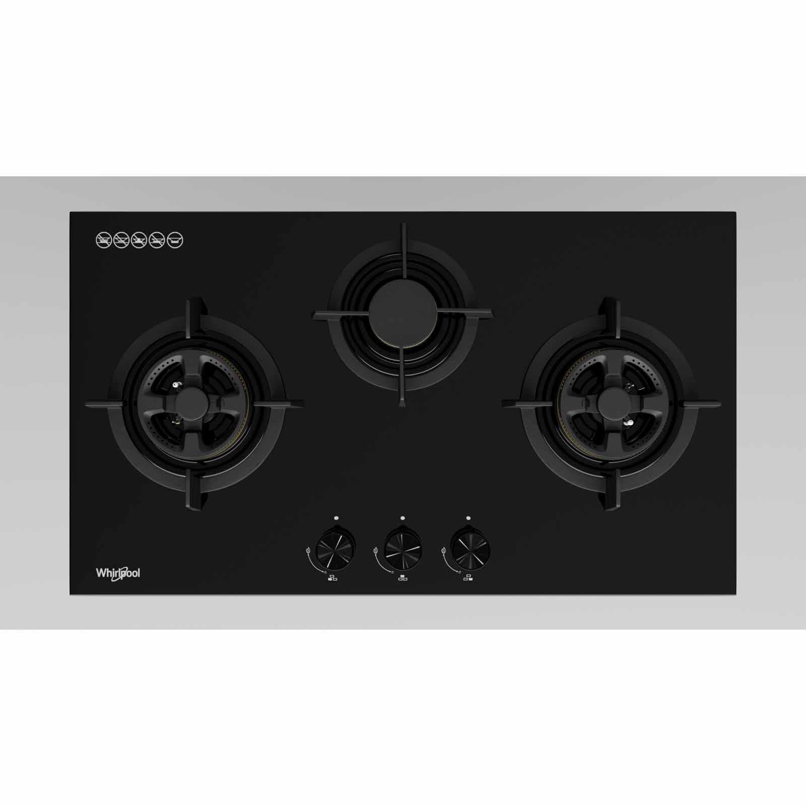 WHIRLPOOL 78cm 3 Burners Lpg Gas Hob Tempered Glass Surface (exclude Installation) GWG7830LS