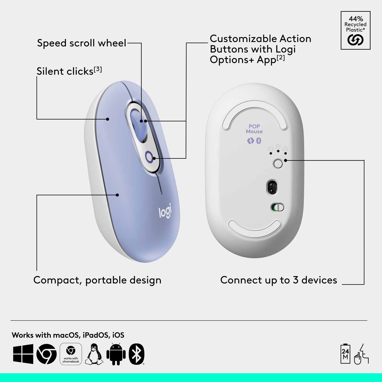 LOGITECH Pop Mouse With Emoji - Lilac 910-007403-image 13