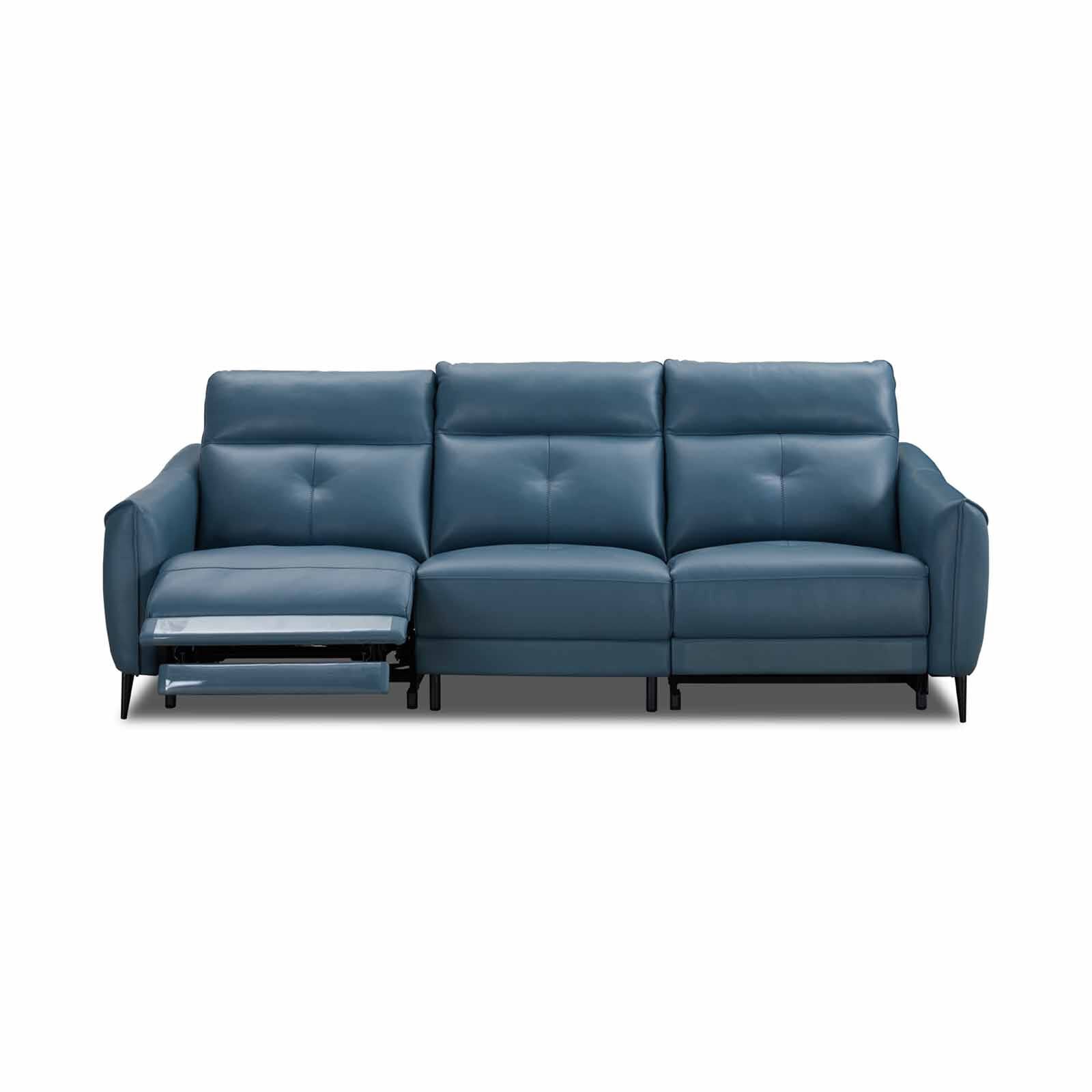 MUZE 3rr Seater (hl) Cat A Blue Half Leather Sofa NEW CLARA-image 6