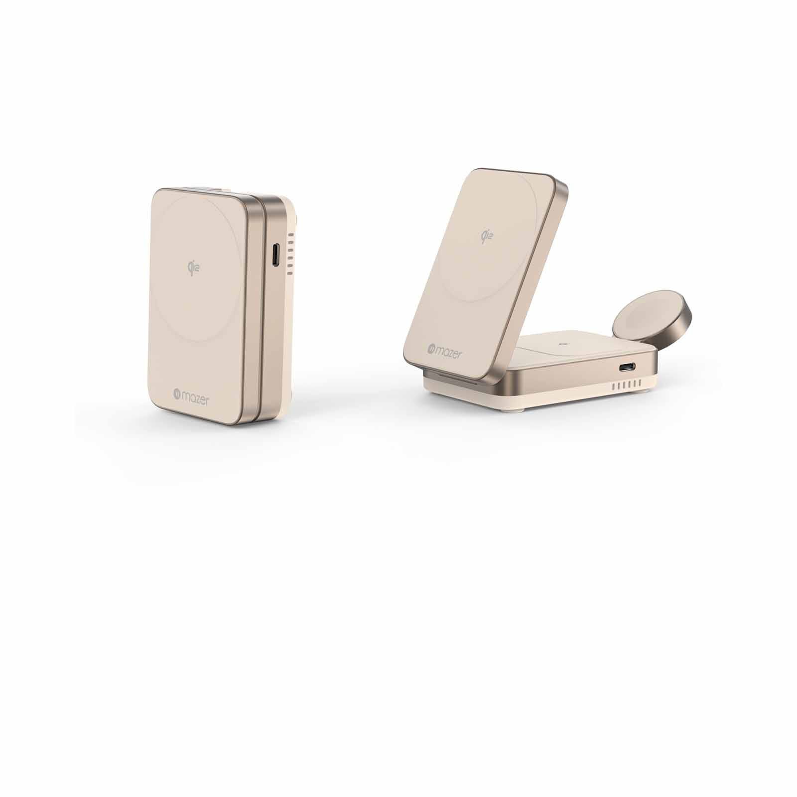 MAZER Qi2 Certified 25w Foldable 3in1 Wireless Charger-desert Titanium M-QI2-MAGFOLD05-DT-image 7