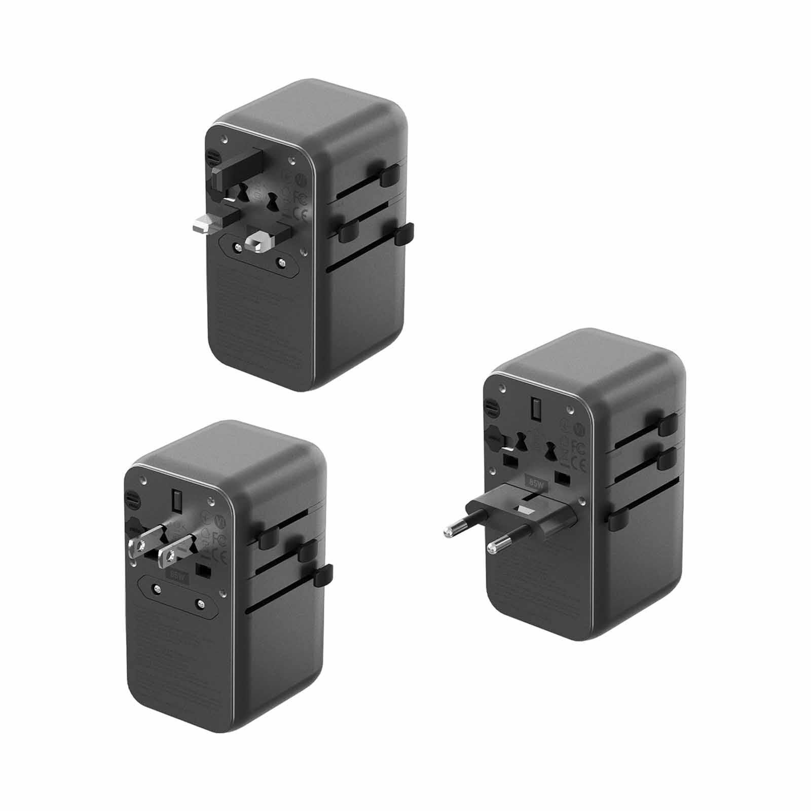 ENERGEA Travelworld Adapter Gan85 With 80cm Type-c Cable, 3c1a 85w - Gunmetal TWA-GAN85C-GUN-image 4