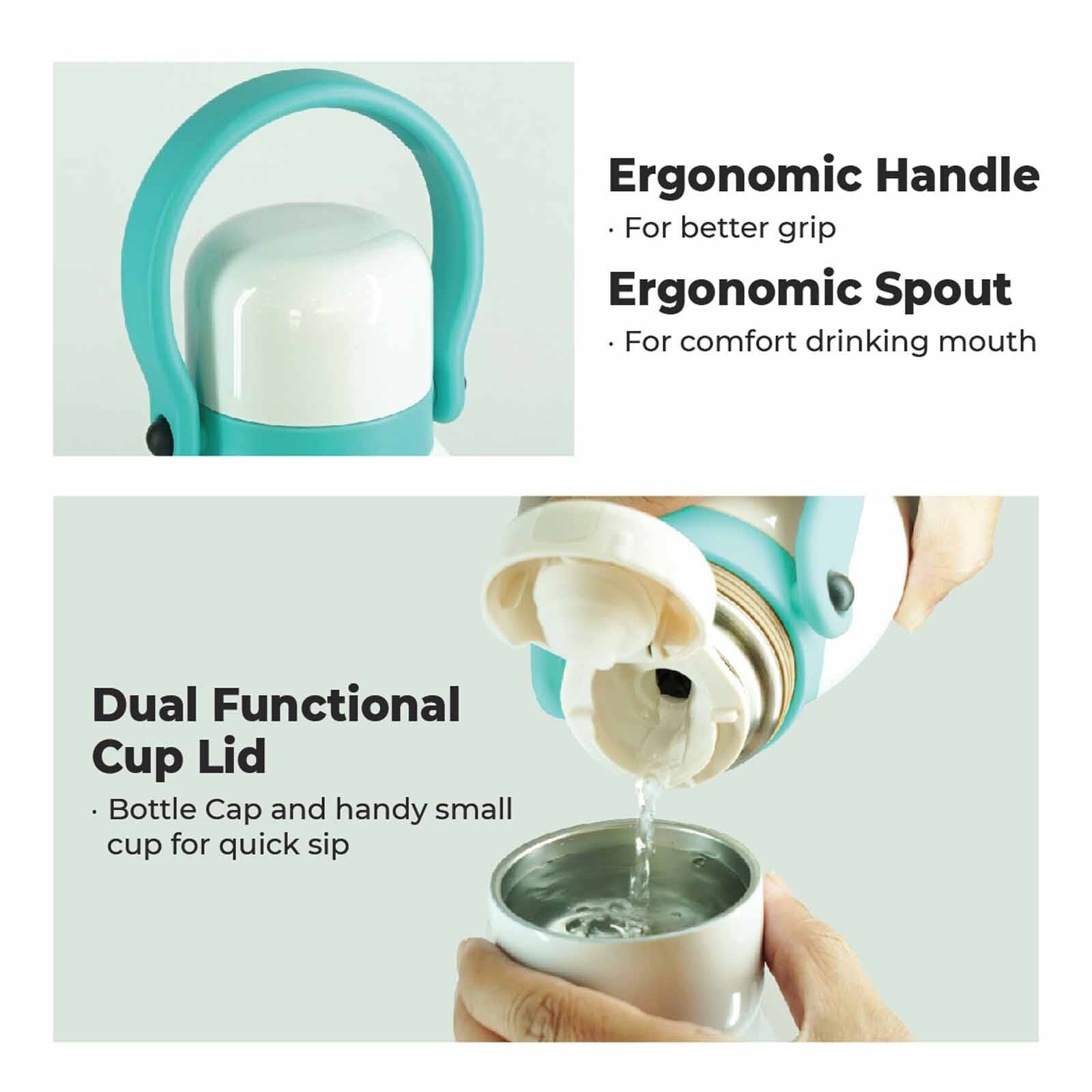 EPLAS 316 Double-walled Stainless Steel One Touch Thermal Bottle With Handle (700ml) - White/turquoise EVB-700-image 6