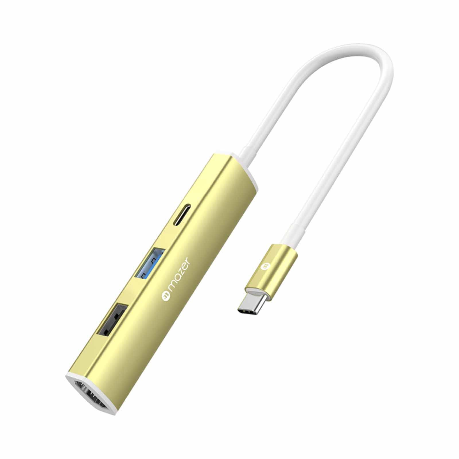 MAZER Infinitehub 4in1 Usb-c To Hdmi 4k/30hz + Usb-a X2 + Usb-c Pd100w Charging Hub - Citrus M-HUB51-CT