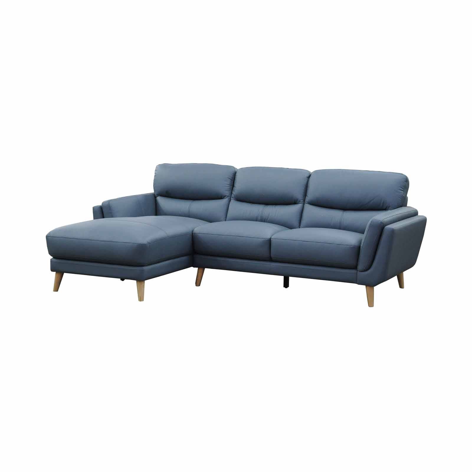 SOLOTTI L Shaped (hl) Left Blue Half Leather Sofa KESSE