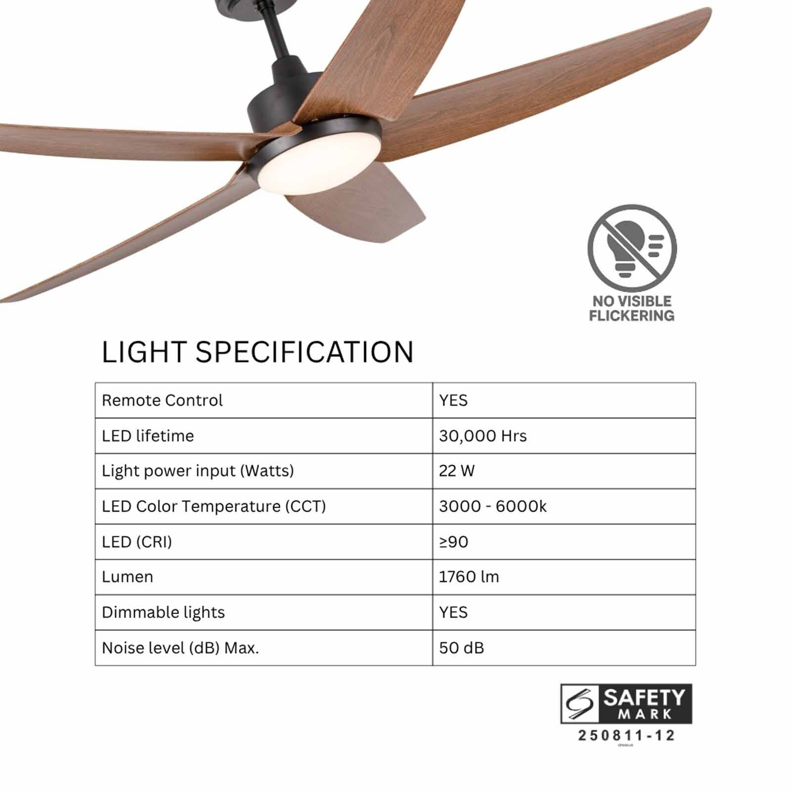 GLOXON 52 In Ceiling Fan With Light -black/wood CF5103 LR BLACK/WOOD-image 4