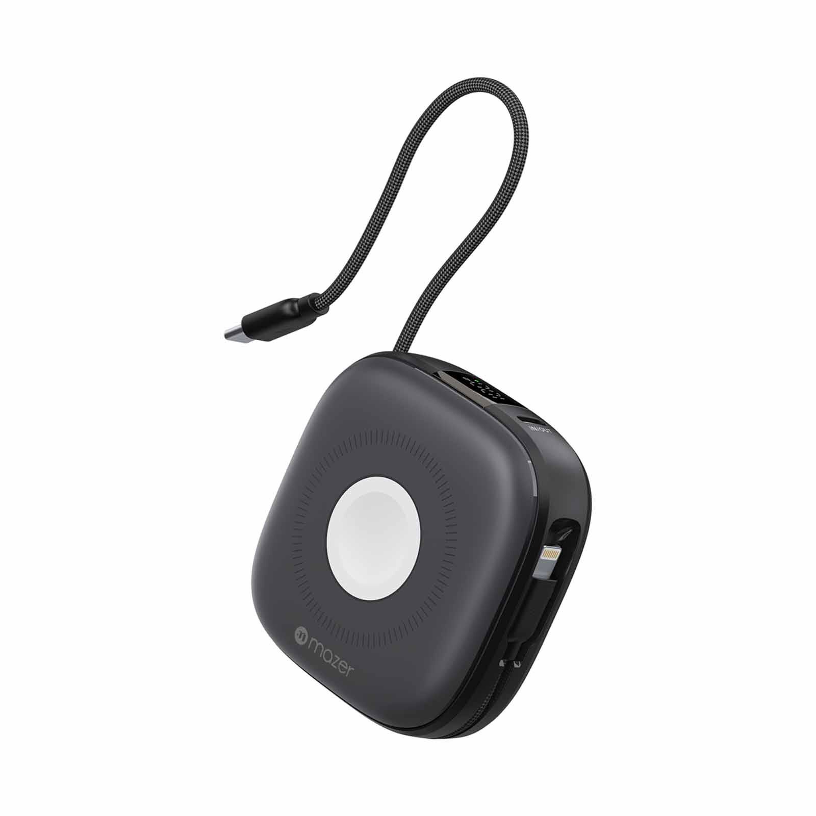 MAZER 10,000mah Qi2 Compatible 15w With Built-in Usb-c+lightning Cables, Apple Watch, Pd20w, Power Bank-bl M-MAGLINK18I-BG-image 1