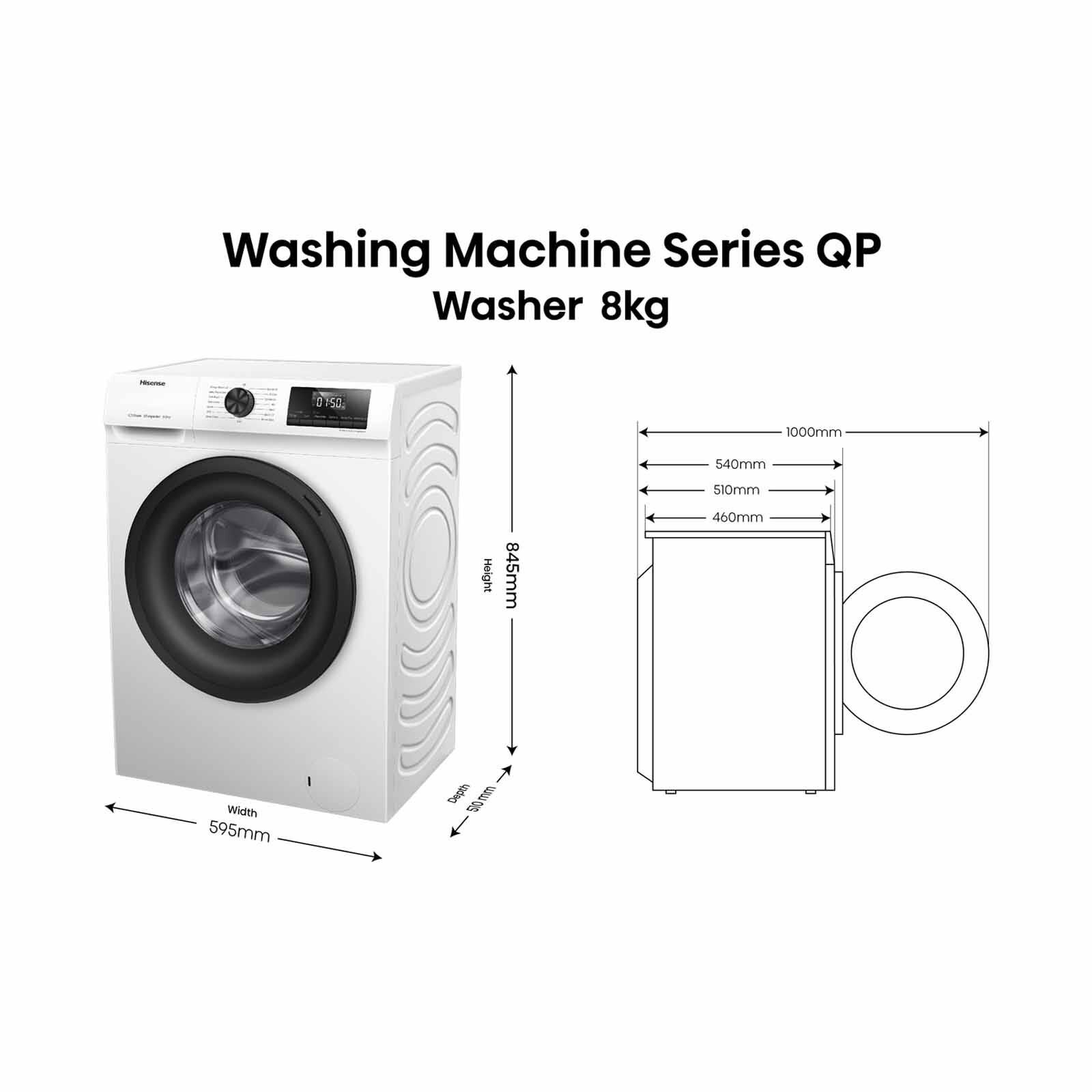 HISENSE Front Load Washer (9.5kg) - White WF95N1-image 3